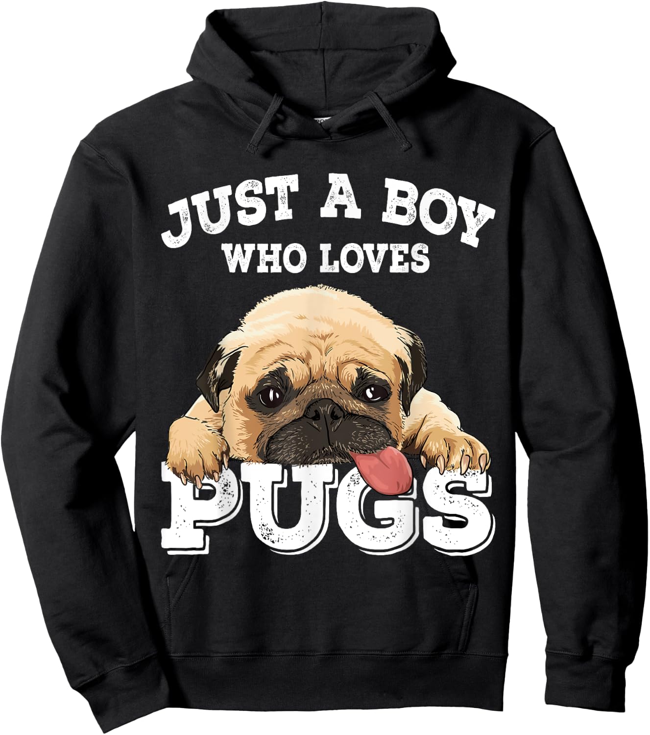 Just a Boy who loves Pugs Funny Pug Lover Gift Boys Hoodie - Hoodie | Black