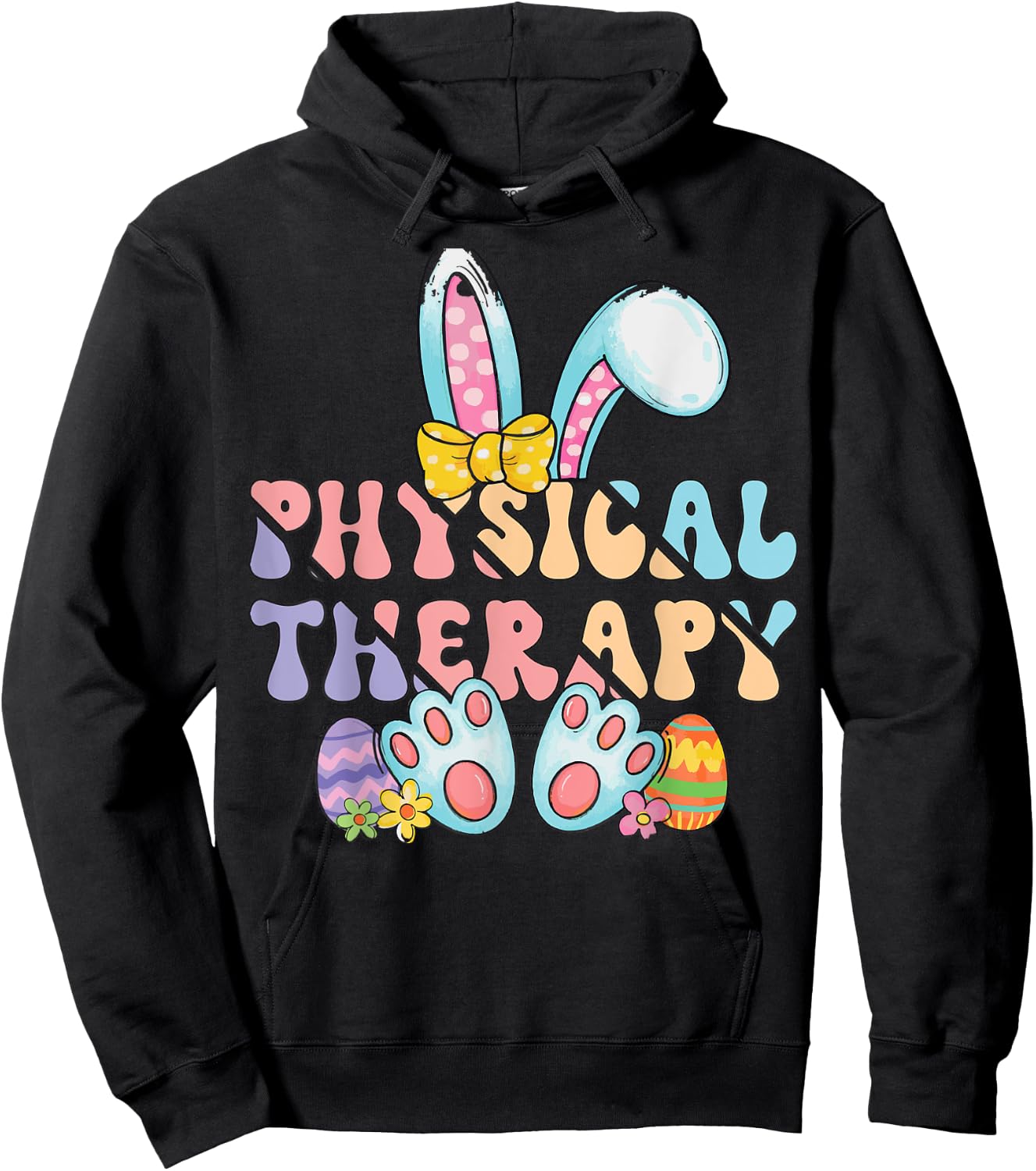 Physical Therapy Happy Easter Bunny Eggs PT Therapist Hoodie - Hoodie | Black