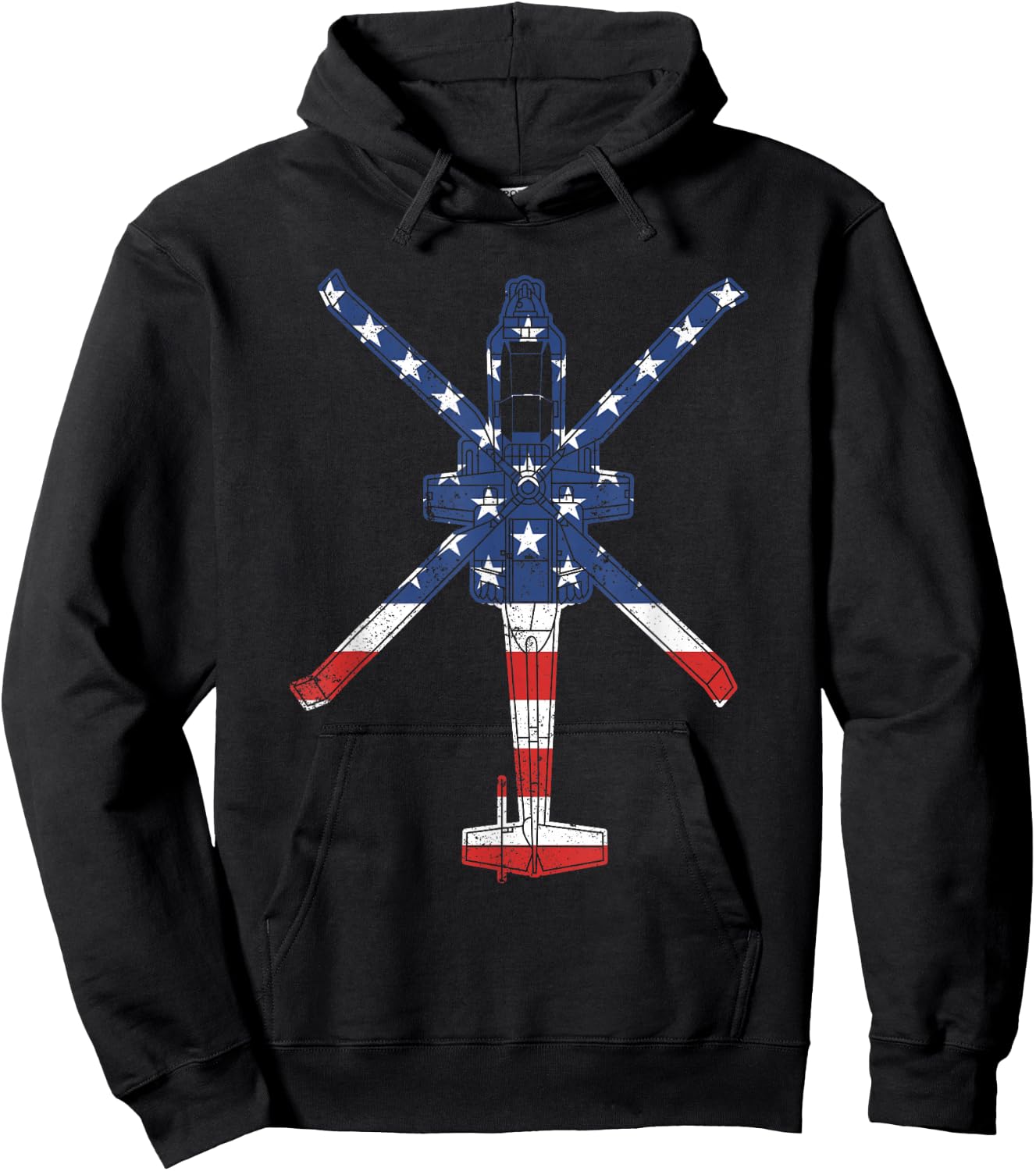 AH64 Apache Military Attack Helicopter American Flag Apache Hoodie - Hoodie | Black