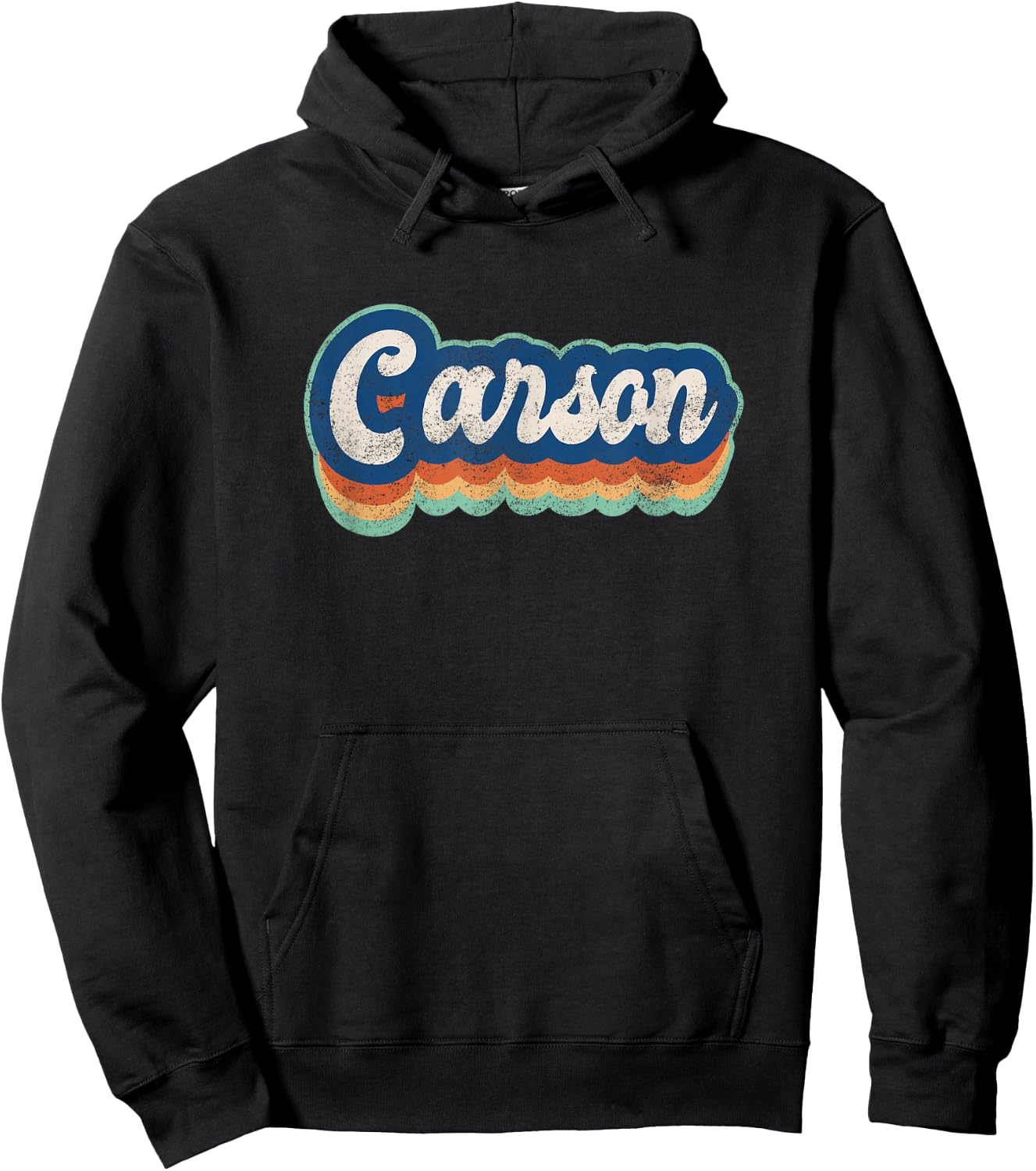 Carson First Name Boy Vintage Style 70s 80s Personalized Hoodie - Hoodie | Black
