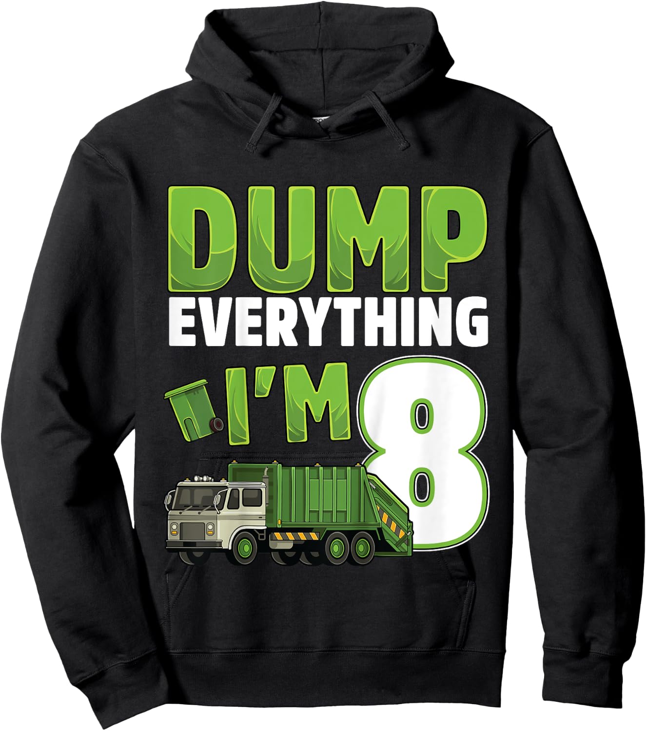 Kids Recycling Trash 8 Year Old Garbage Truck 8th Birthday Boy Hoodie - Hoodie | Black