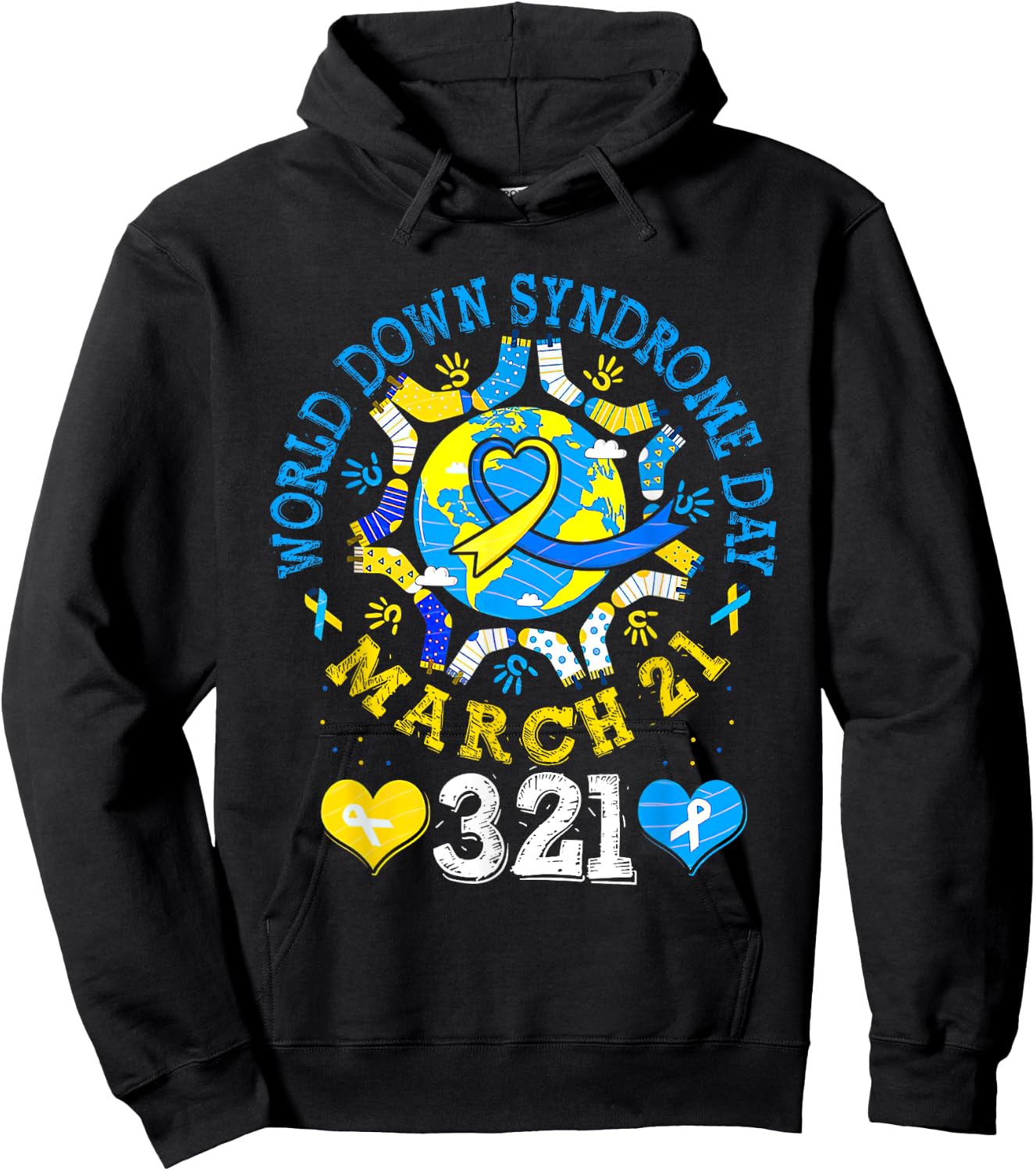 World Down Syndrome Day Awareness Socks Down Right Kids Hoodie - Hoodie | Black
