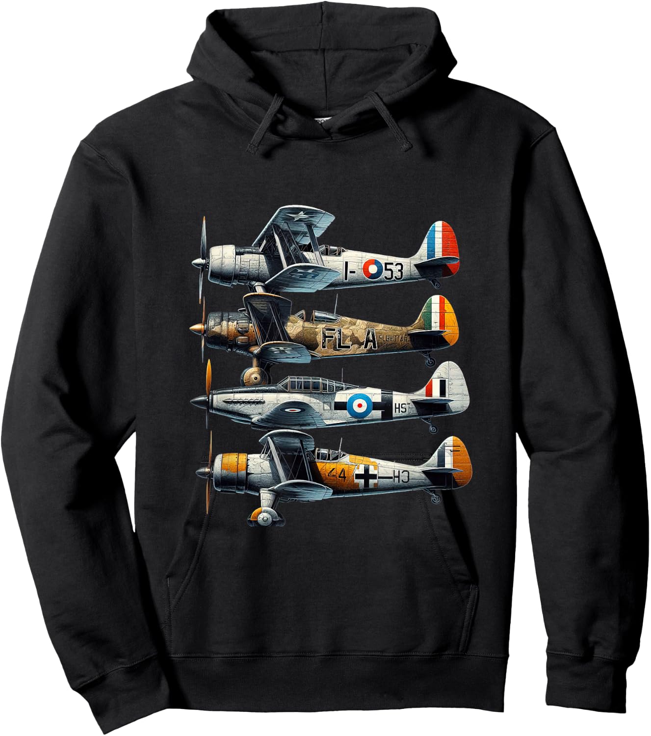 Polikarpov I-153 CR.42 Falco Gloster Gladiator Heinkel He-51 Hoodie - Hoodie | Black