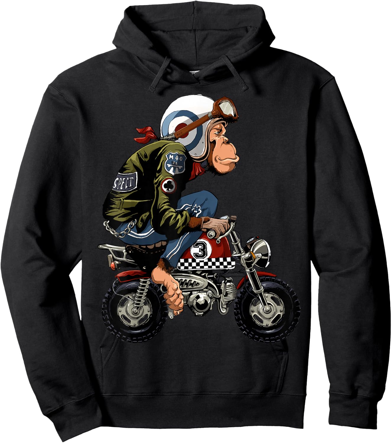 Monkey Bike Cartoon Hoodie - Hoodie | Black