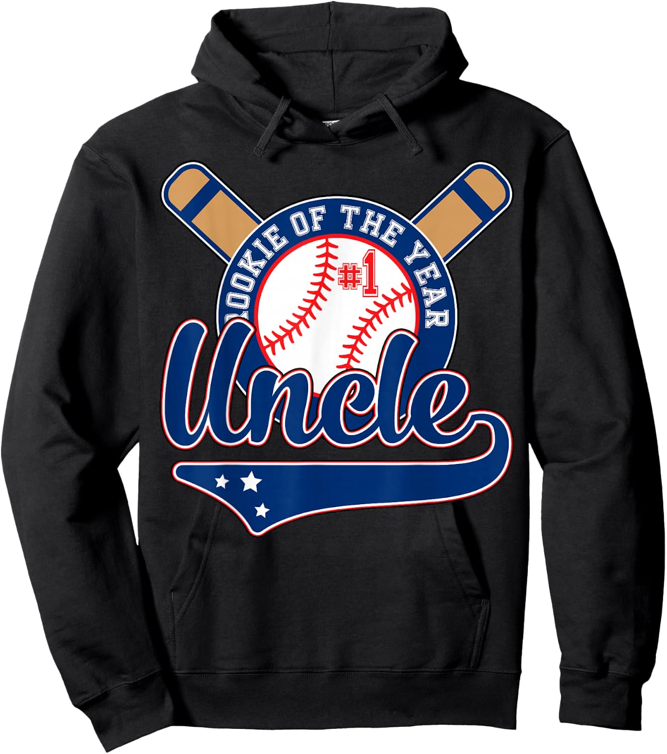 Uncle Rookie of Year 1st Birthday Baseball Theme Matching Hoodie - Hoodie | Black