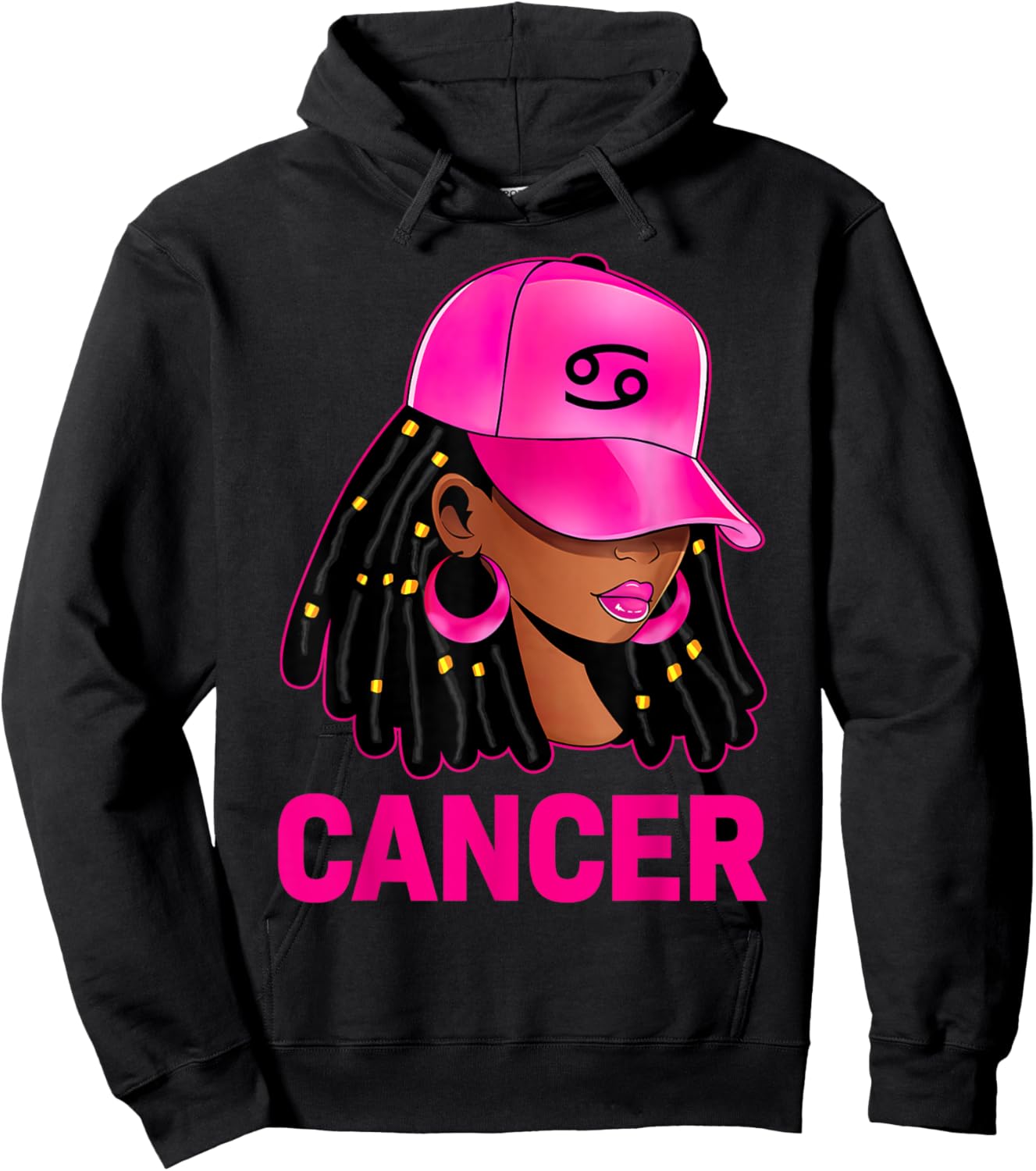 Cancer Queen Loc'd Hair Black Woman Cap Zodiac Sign Hoodie - Hoodie | Black