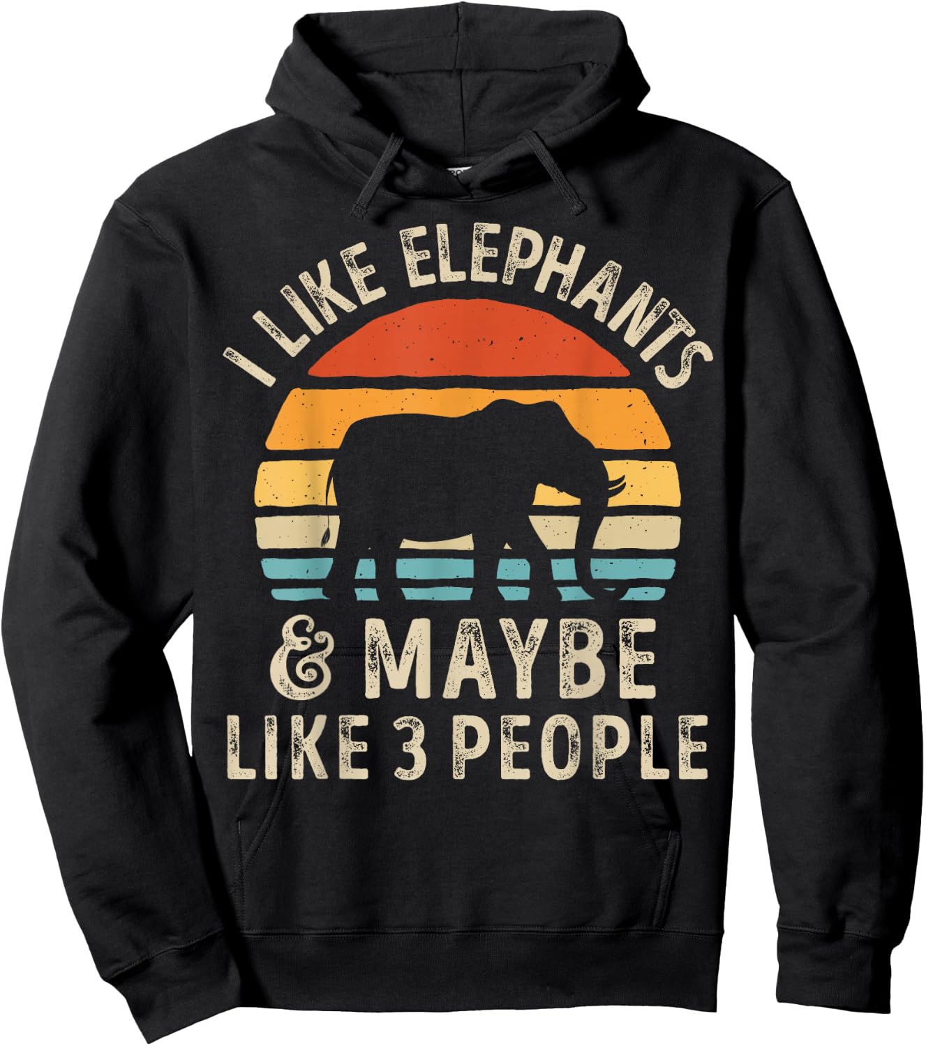I Like Elephants And Maybe Like 3 People Elephant Retro Hoodie - Hoodie | Black