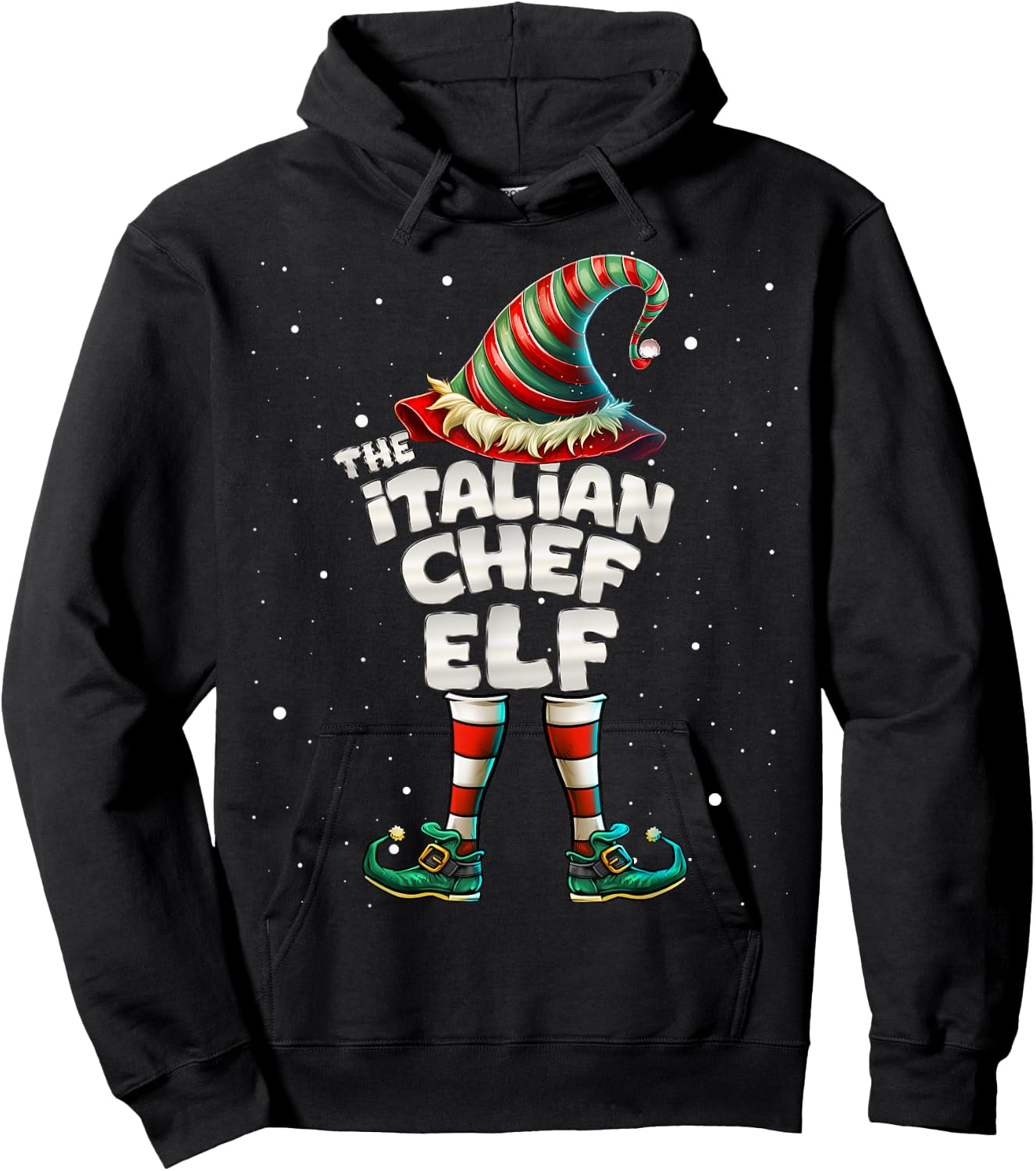 I'm The Italian Chef Elf Family Matching Group Christmas Hoodie - Hoodie | Black