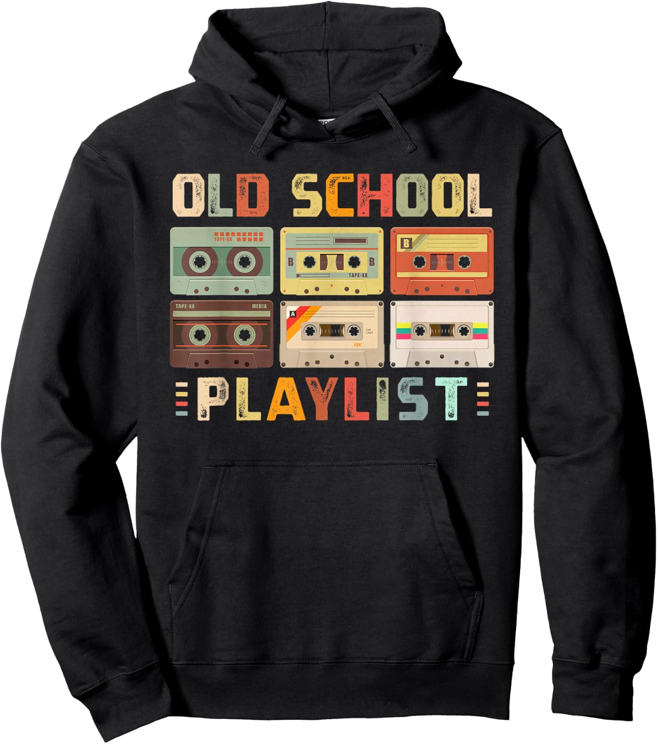 Cassette Tape Music 80s Retro Old School Playlist Hoodie - Hoodie | Black