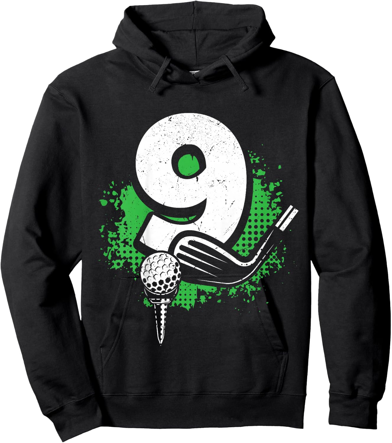 Kids 9th Birthday Boy Golf Player Golf 9 Years Old Hoodie - Hoodie | Black