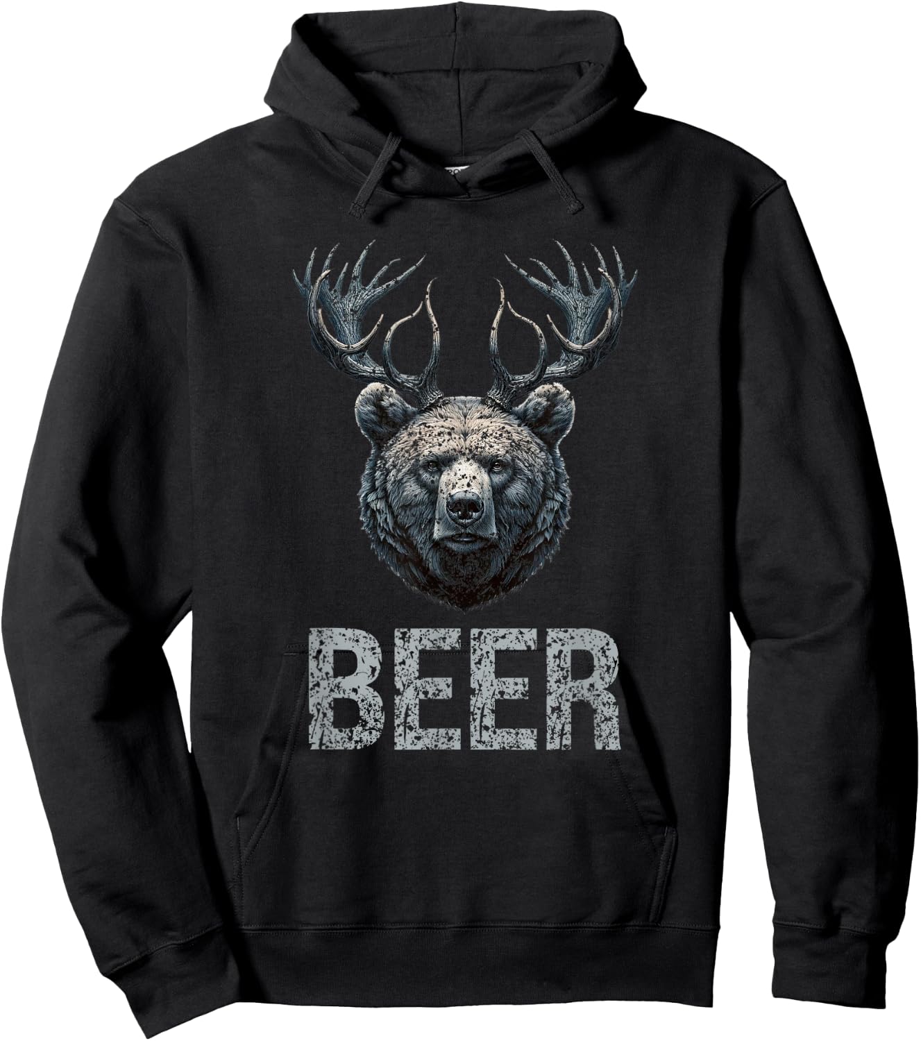 Beer Grizzly Deer Bear Bear With Antlers Beer Hoodie - Hoodie | Black