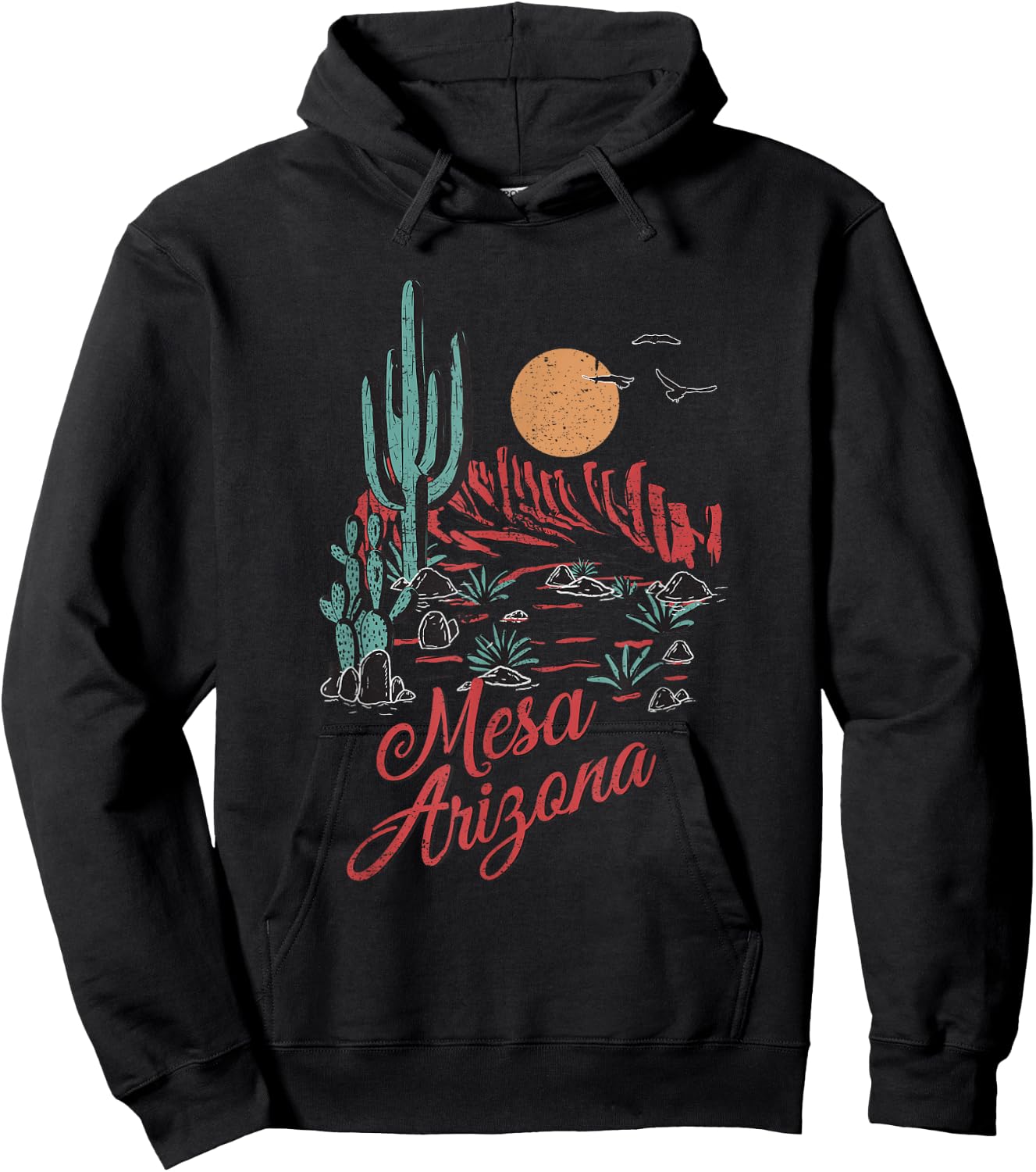 Mesa Arizona Desert State Vintage Desert Landscape Hoodie - Hoodie | Black