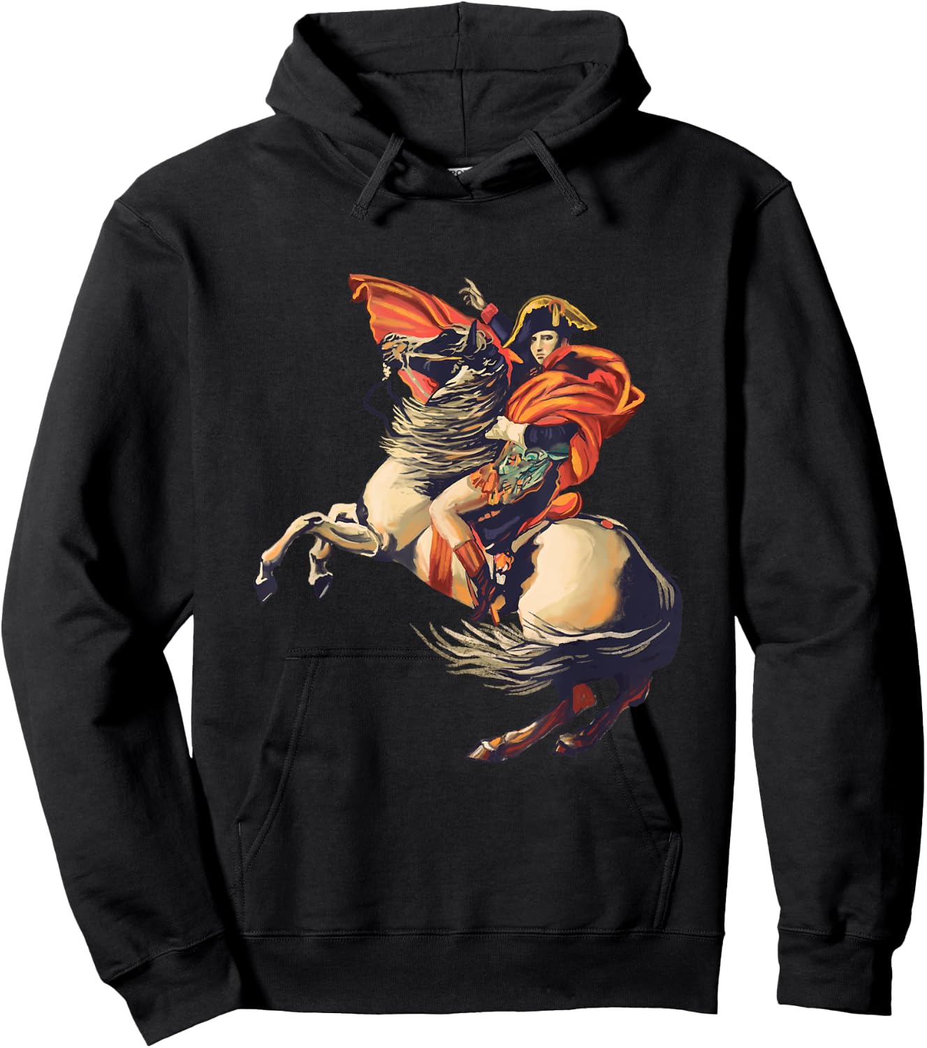 Napoleon Bonaparte with horse, art, painting Alps, gift Hoodie - Hoodie | Black