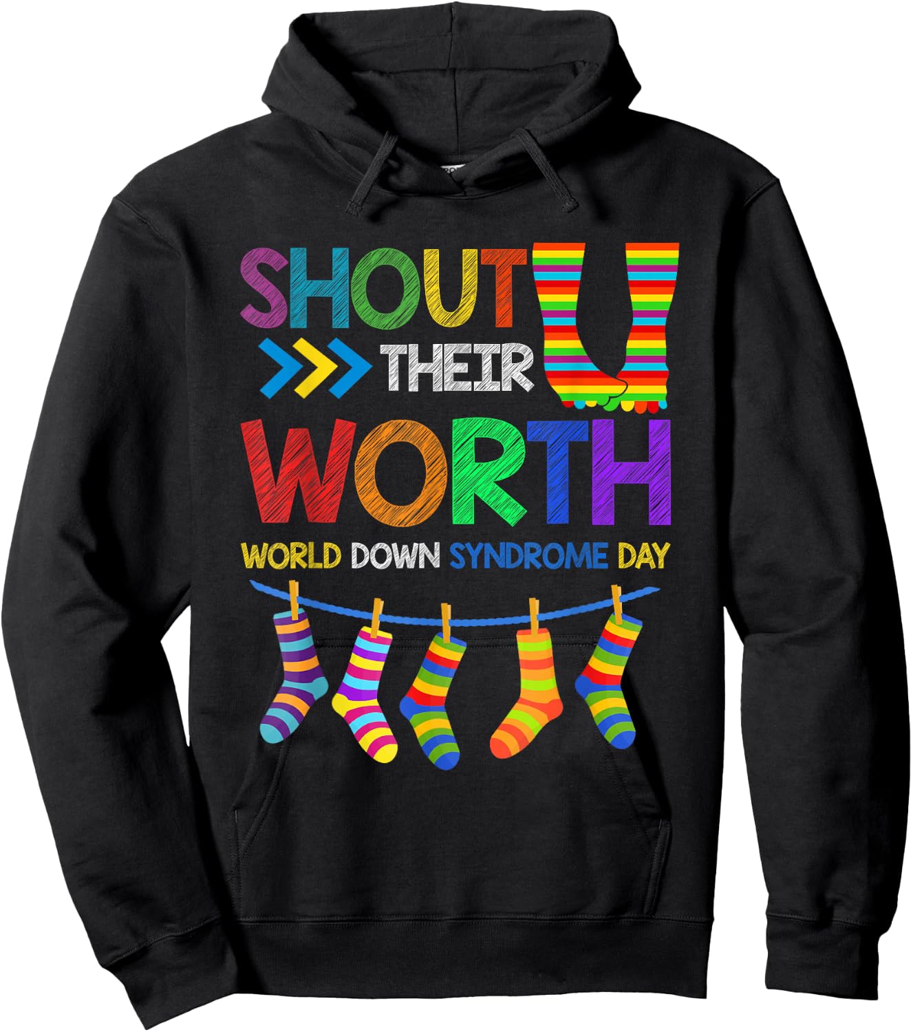 Shout Their Worth Down Syndrome Awareness Men Women Kids Hoodie - Hoodie | Black