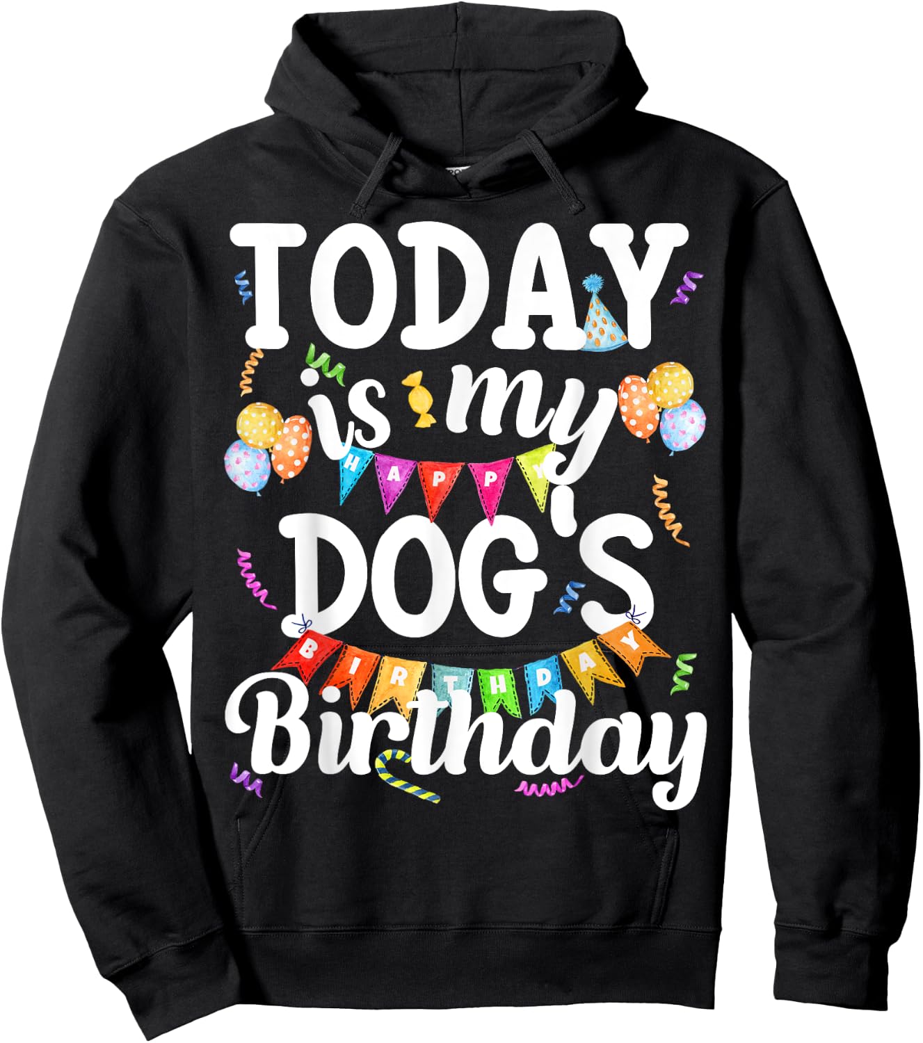 Today Is My Dogs Birthday Funny Dog Lover Owner Puppy Party Men Women Girls Kids Hoodie - Hoodie | Black