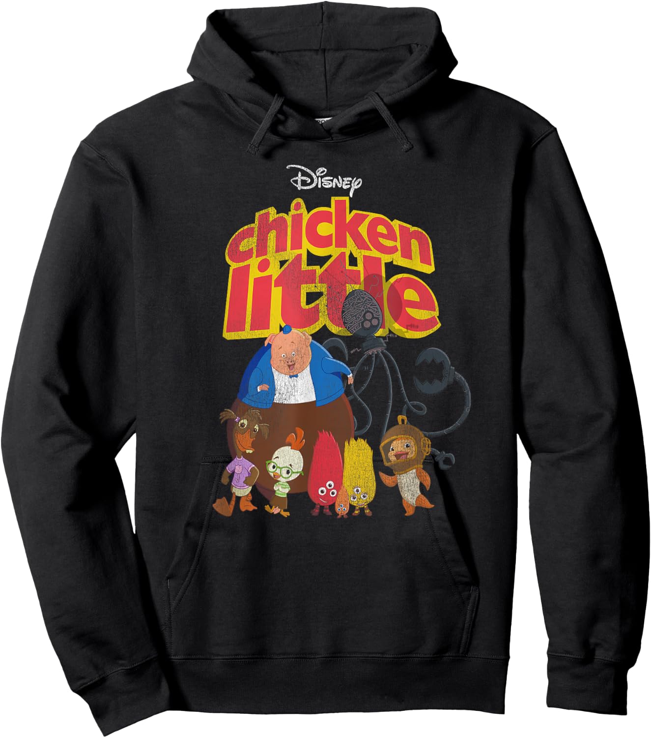 Disney Chicken Little Characters Retro Small Hoodie - Hoodie | Black
