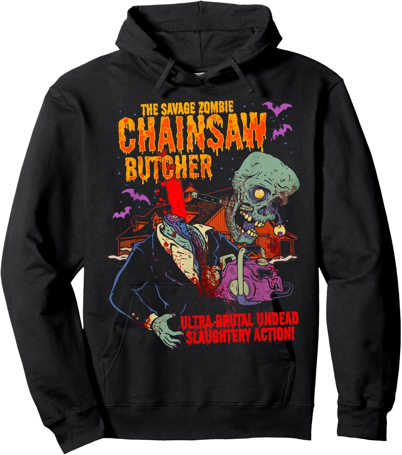 The Savage Zombie Chainsaw Butcher Horror Movie Hoodie - Hoodie | Black