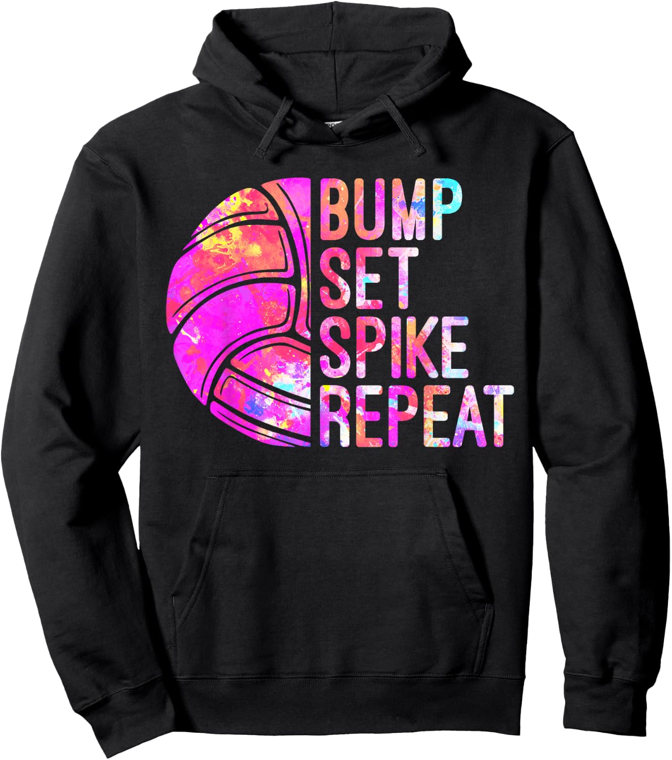 Bump Set Spike Repeat Volleyball Lover girls Athlete USA Hoodie - Hoodie | Black