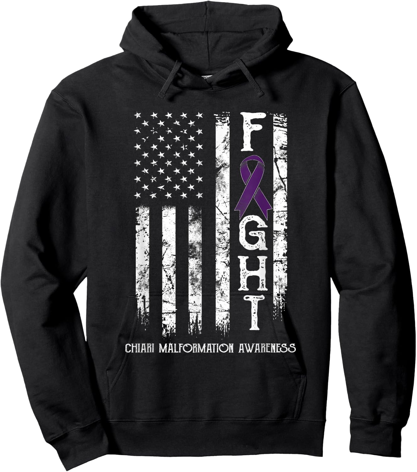Chiari Malformation Warrior US Flag Hoodie - Hoodie | Black