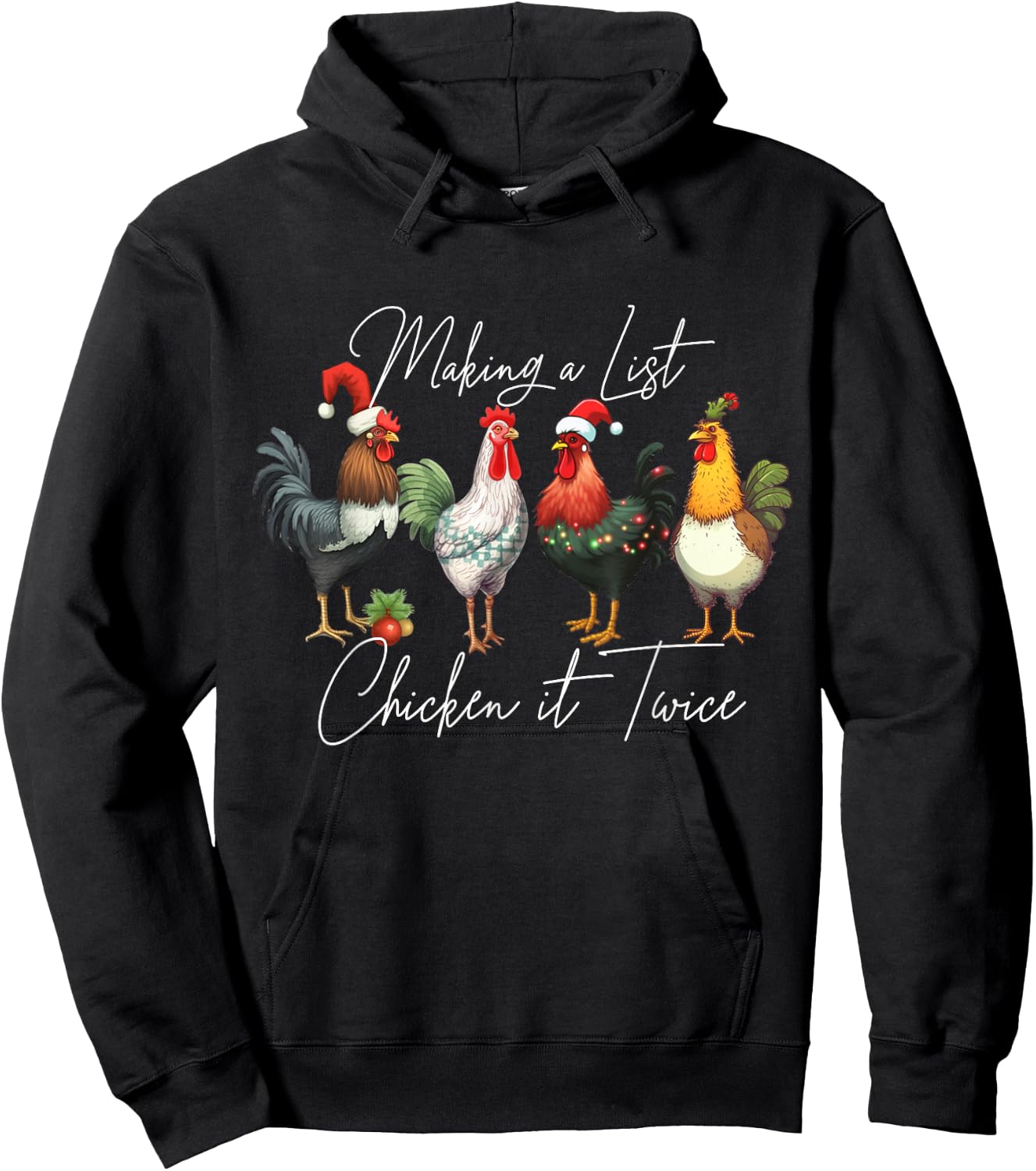 Christmas Chicken Lover Xmas Santa Hat Funny Farm Gift Hoodie - Hoodie | Black
