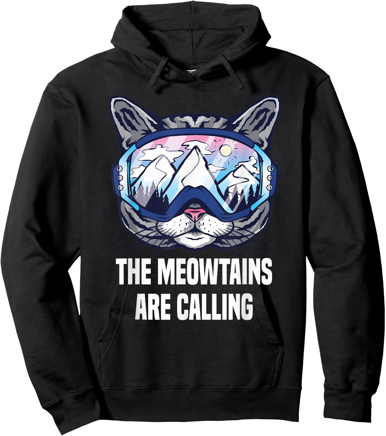 Ski Snowboard Goggles Funny The Meowtains Are Calling Gift Hoodie - Hoodie | Black