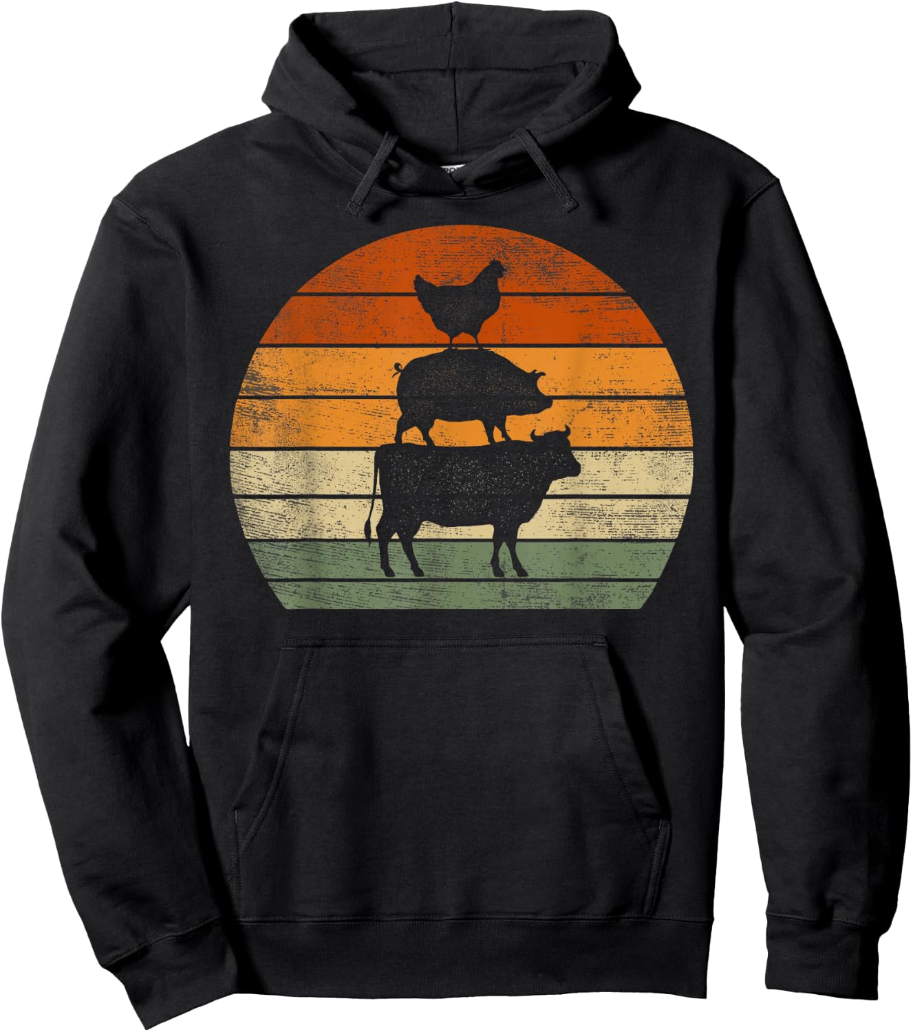 Farm Animals Gifts Women Men Cow Pig Chicken Print Graphic Hoodie - Hoodie | Black