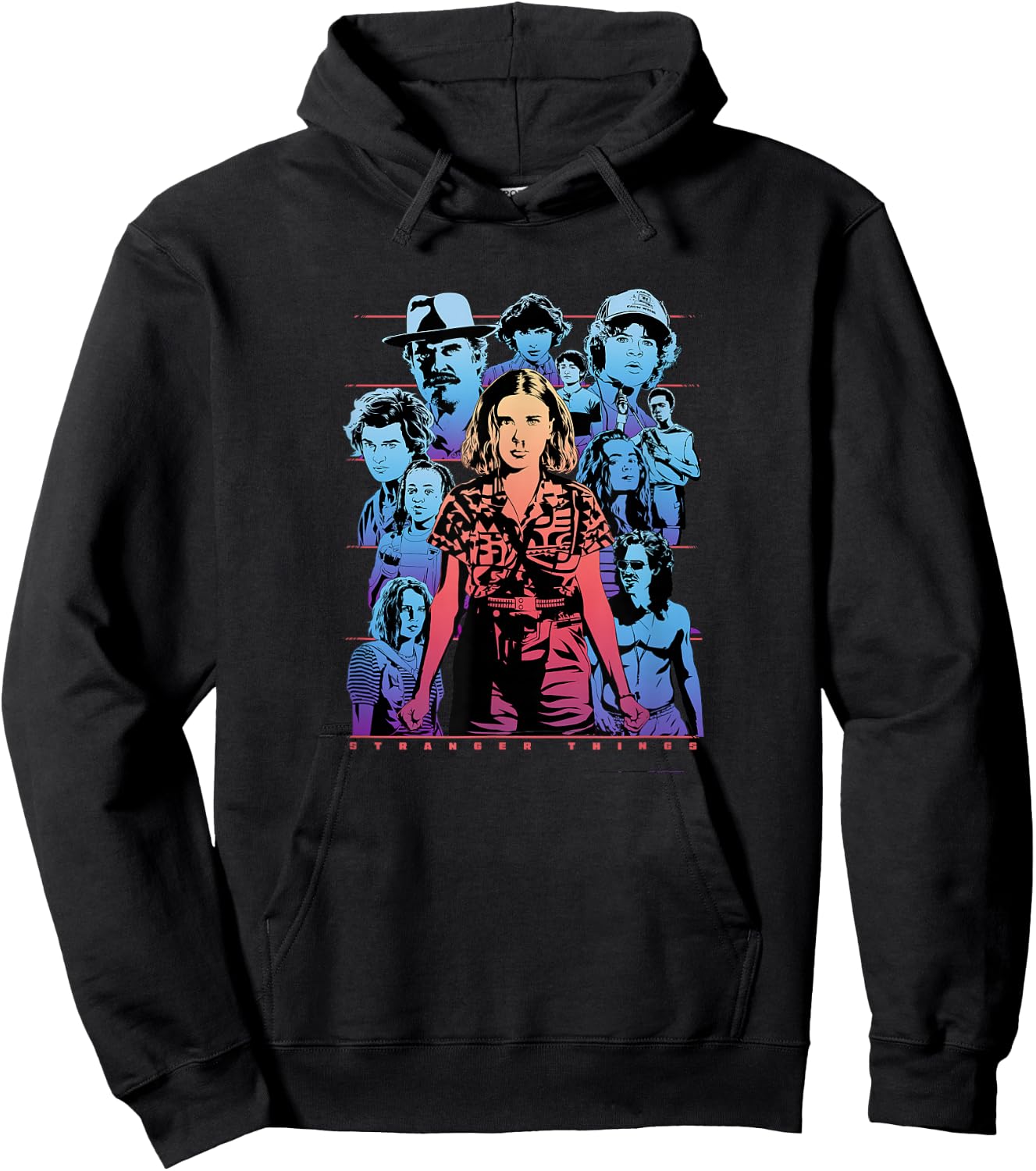 Stranger Things Group Shot Populous Gazing Hoodie - Hoodie | Black