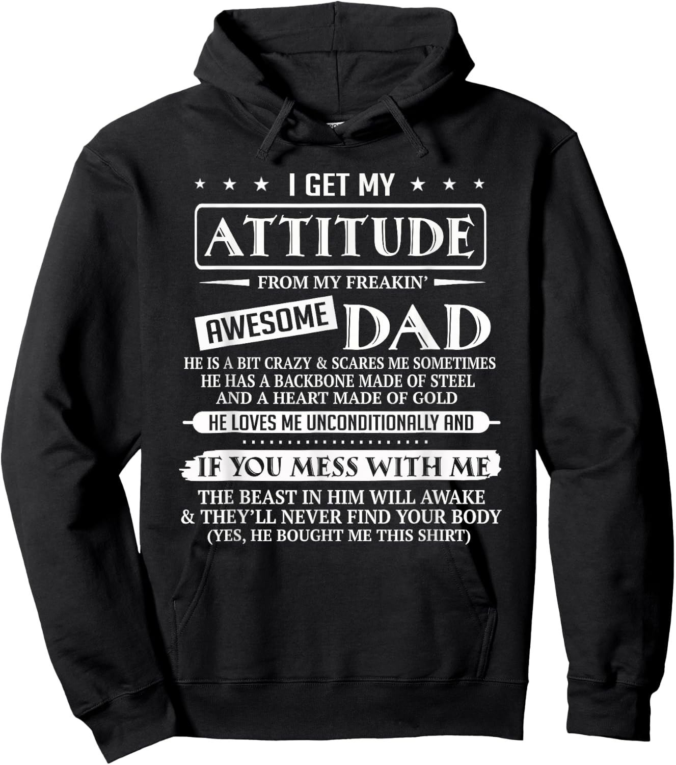 I Get My Attitude from My Freaking Awesome Dad Father's Day Hoodie - Hoodie | Black