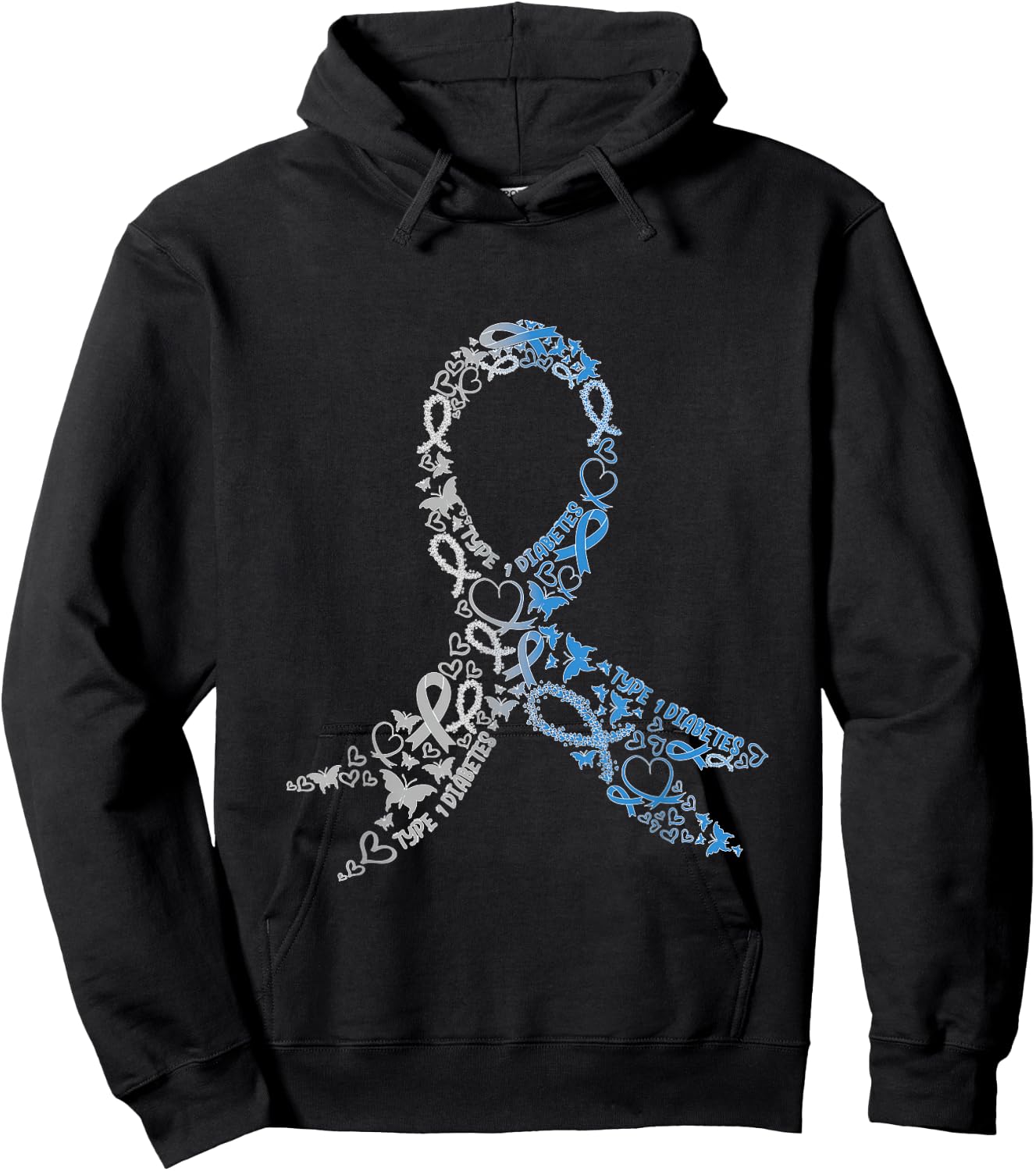 Type 1 Diabetes Ribbon Juvenile Diabetes Awareness Support Hoodie - Hoodie | Black