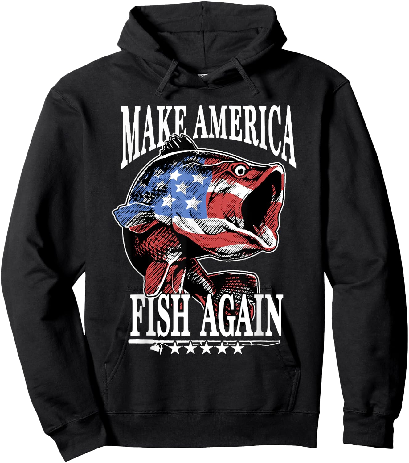 Make America Great Fishing American Flag USA Fisherman Red Hoodie - Hoodie | Black