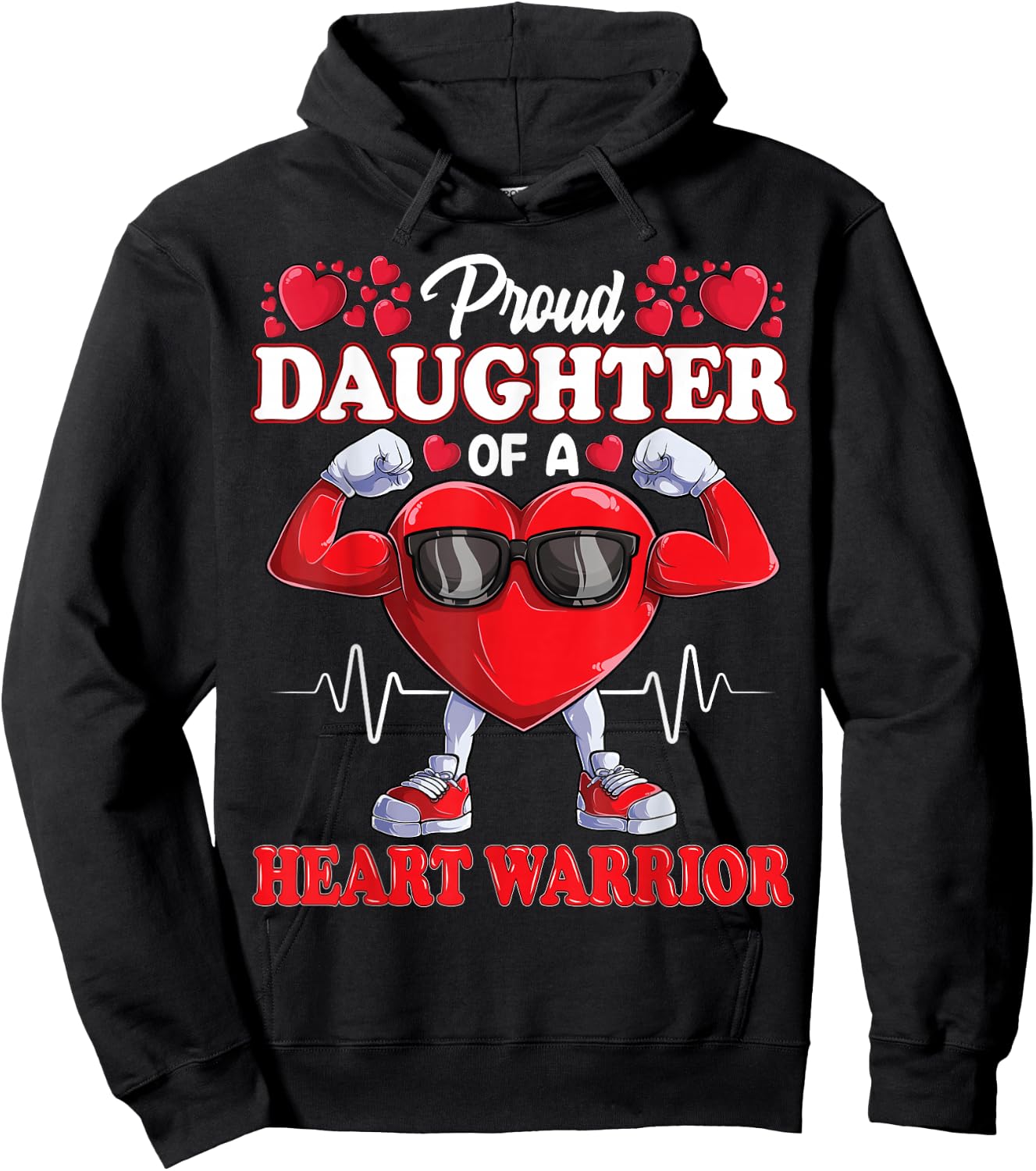 Proud Daughter of a Heart Warrior CHD Awareness Hoodie - Hoodie | Black