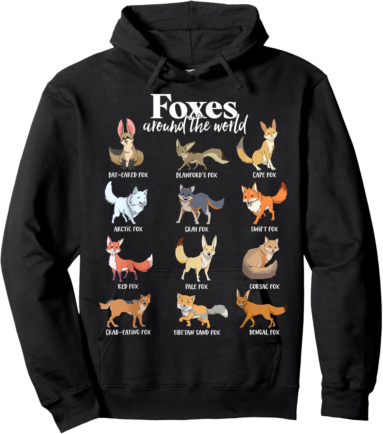 Many types of foxes - foxes of the world Hoodie - Hoodie | Black