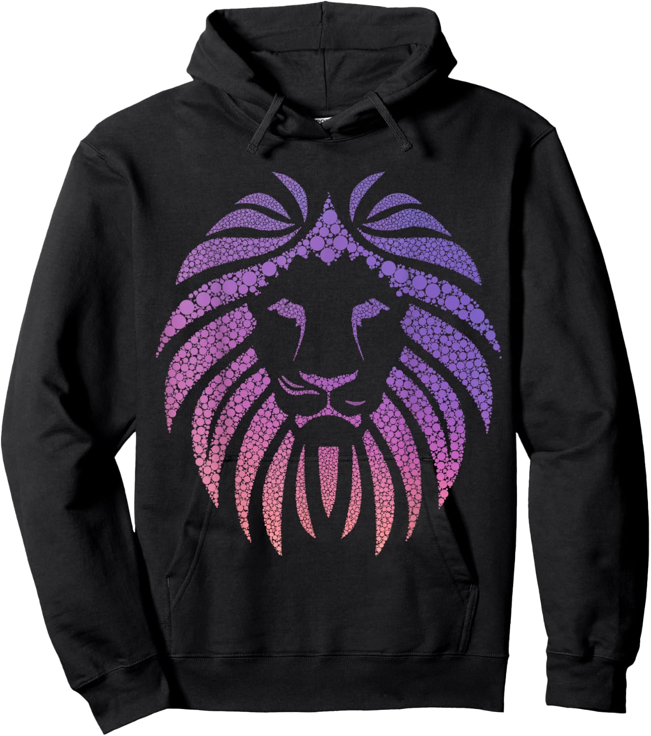 Lion Face Head Mane Gradient Pink and Purple Cat Hoodie - Hoodie | Black