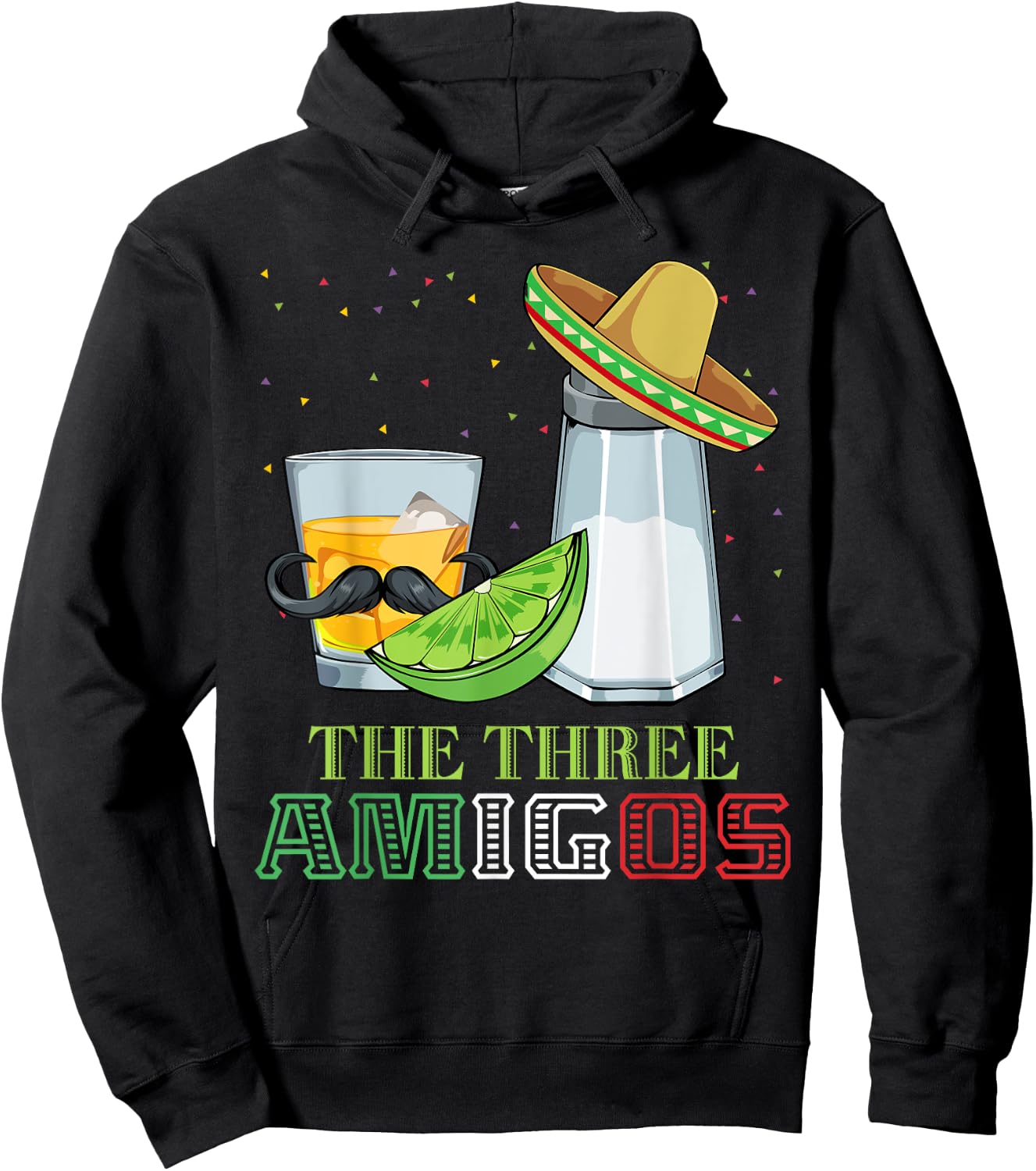 Three Amigos Cinco De Mayo Mexican Mexico Tequila Lime Salt Hoodie - Hoodie | Black