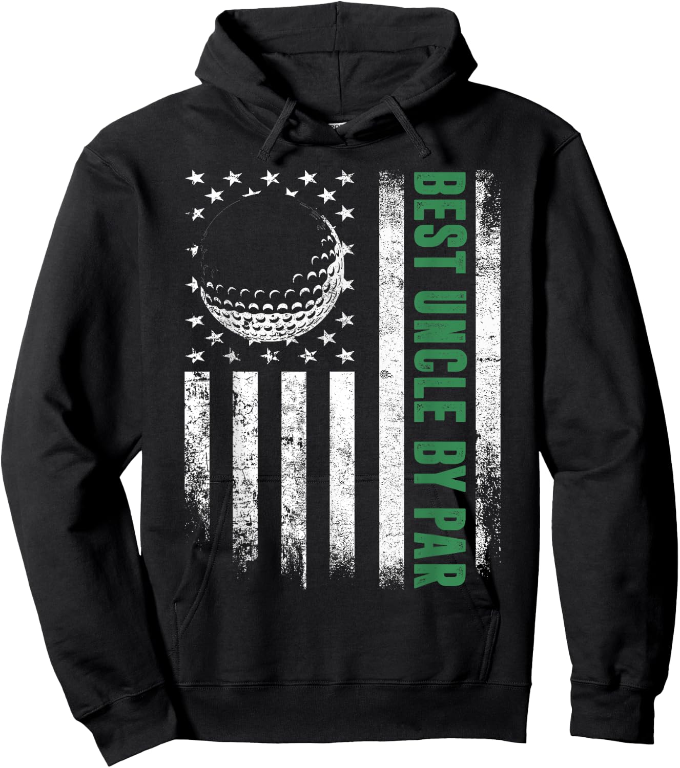 Golf Lover Retro USA American Flag Best Uncle By Par Hoodie - Hoodie | Black