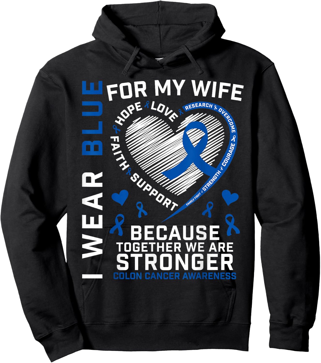 Wife Colon Cancer Awareness Products Gifts Husband Men Women Hoodie - Hoodie | Black