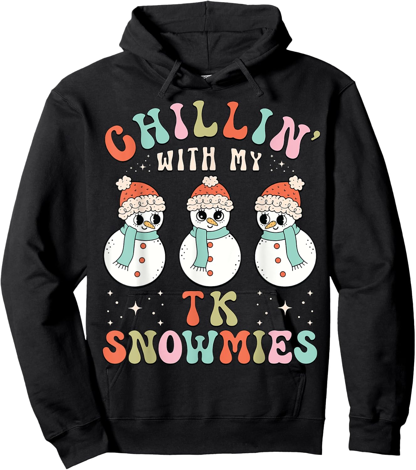 Chillin With My TK Snowmies Snowman Teacher Christmas Pajama Hoodie - Hoodie | Black