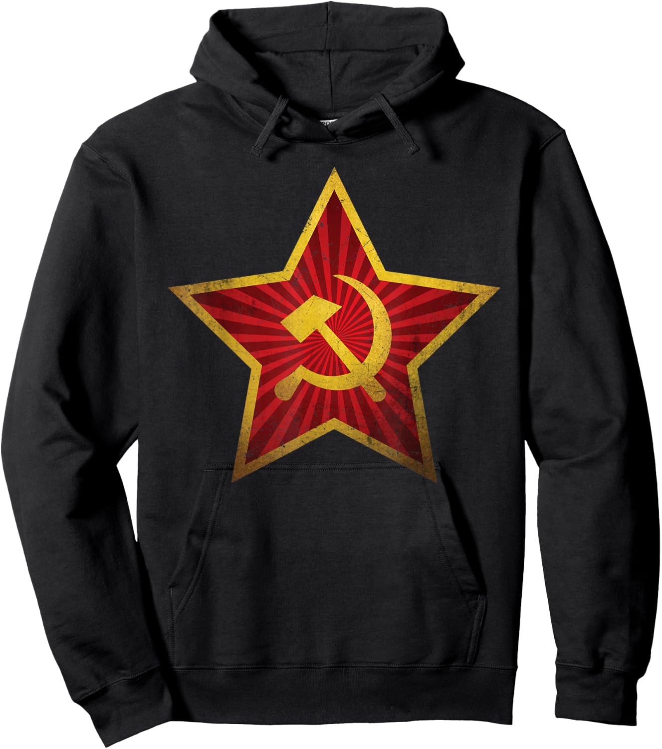 Soviet CCCP Red Star Sickle Hammer Symbol Emblem Distressed Hoodie - Hoodie | Black