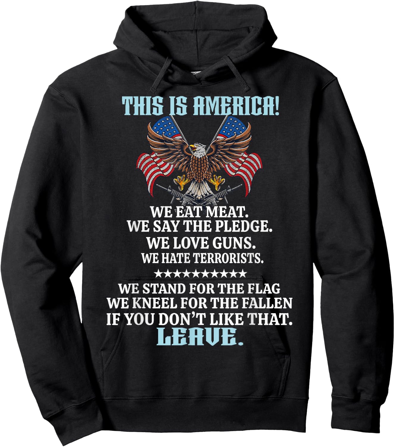 This Is America We Eat Meat We Say The Pledge Hoodie - Hoodie | Black