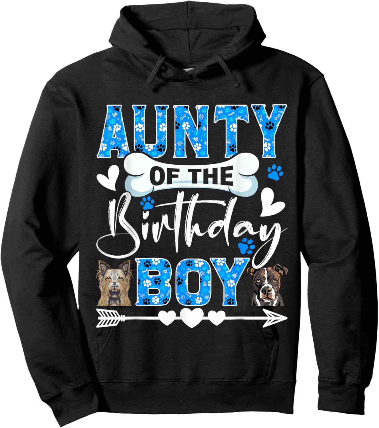 Aunty Of The Birthday Boy Dog Paw Bday Party Matching Hoodie - Hoodie | Black