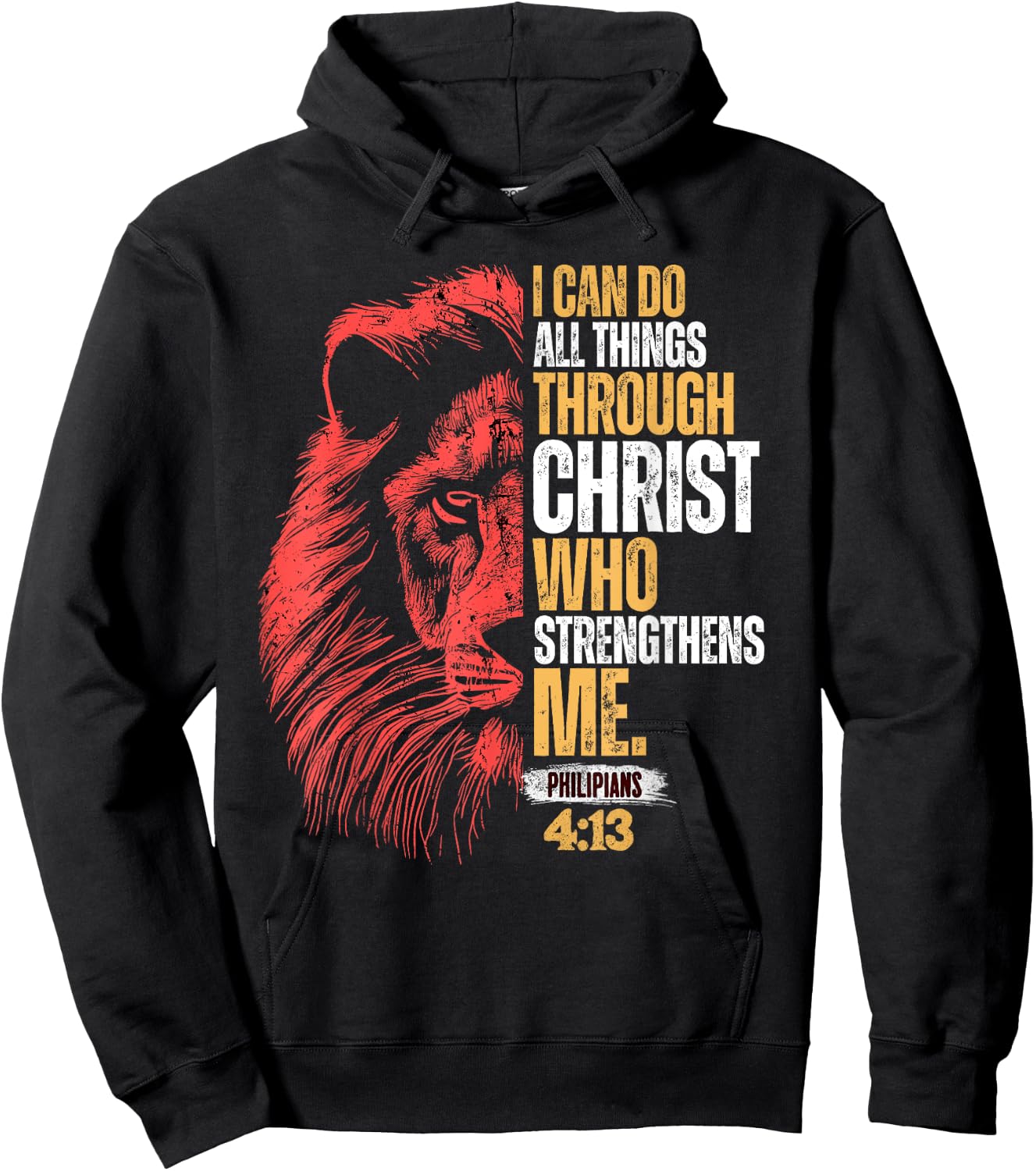 I Can Do All Things Through Christ Lion Faith Christian Hoodie - Hoodie | Black