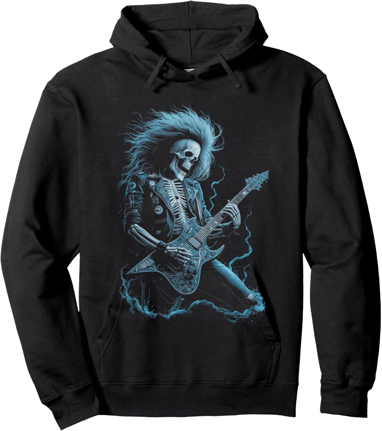Skeleton Guitarist Rock And Roll Heavy Metal Music Lover Hoodie - Hoodie | Black