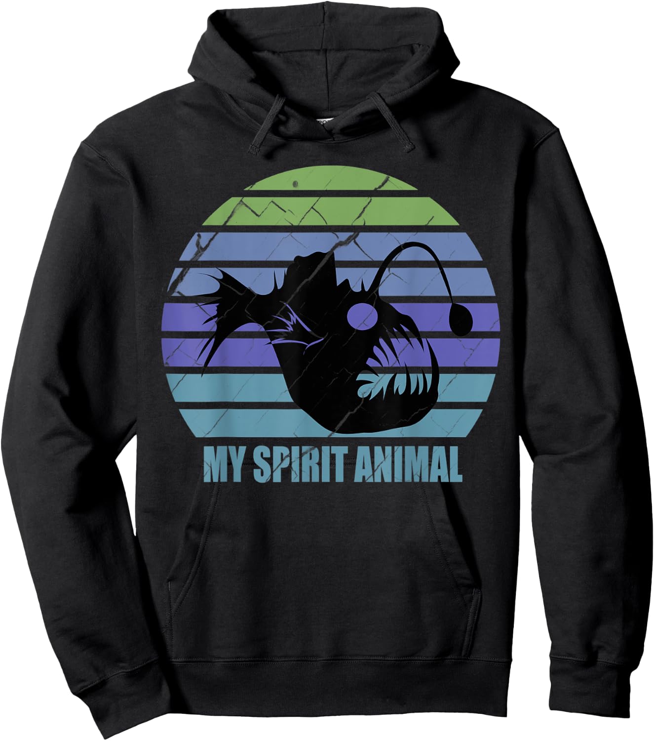 Funny Angler Fish My Spirit Animal Sarcastic Retro Vintage Hoodie - Hoodie | Black