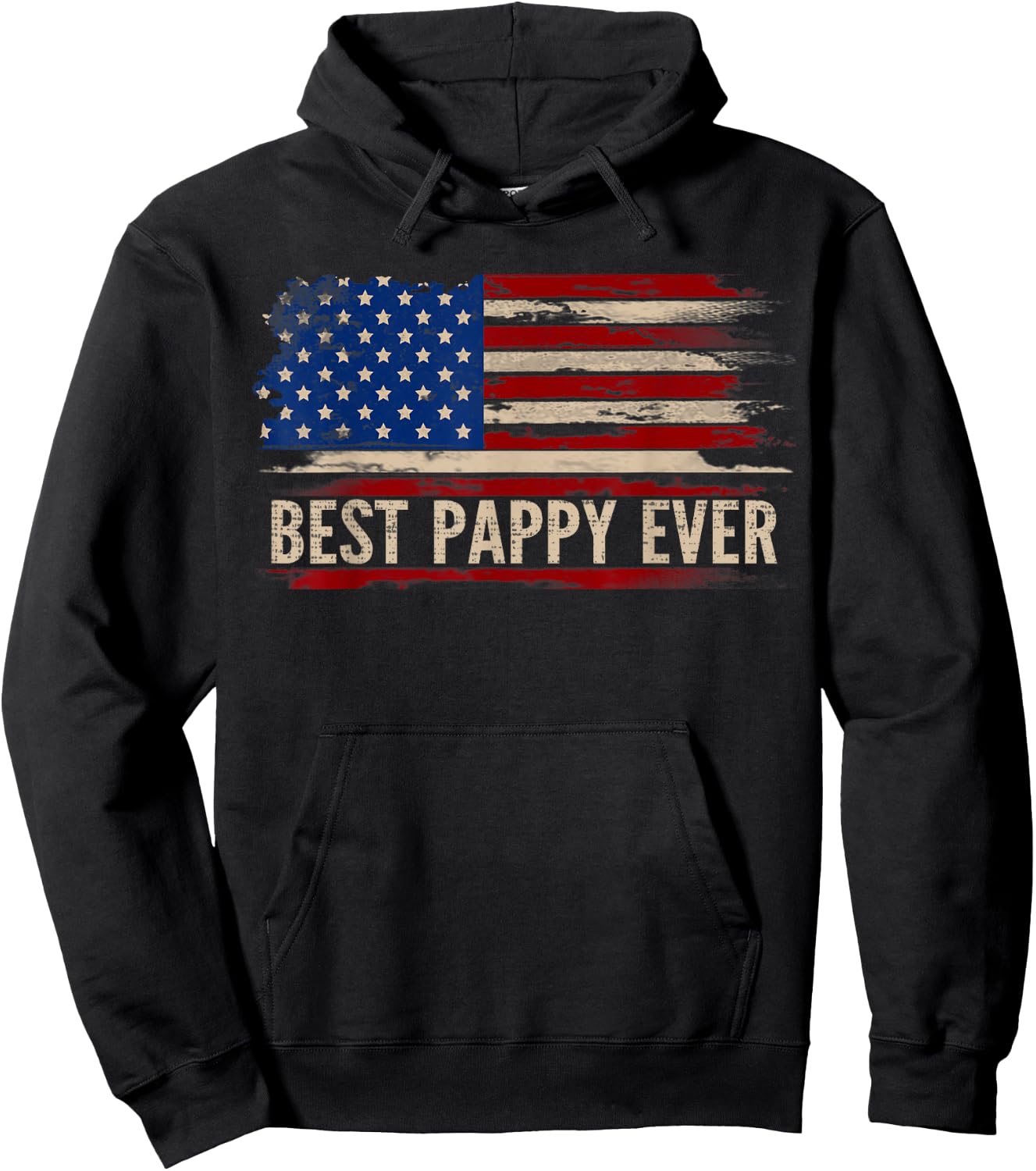Vintage Best Pappy Ever American Flag Father's Day Gift Women Kids Men Hoodie - Hoodie | Black