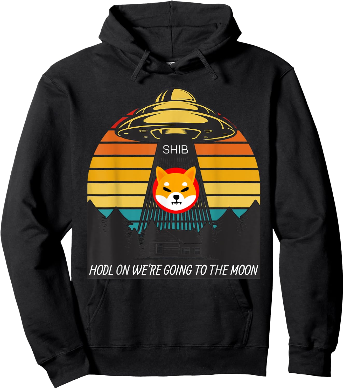 Shiba Inu HODL to the Moon Crypto UFO SHIB Cryptocurrency Hoodie - Hoodie | Black