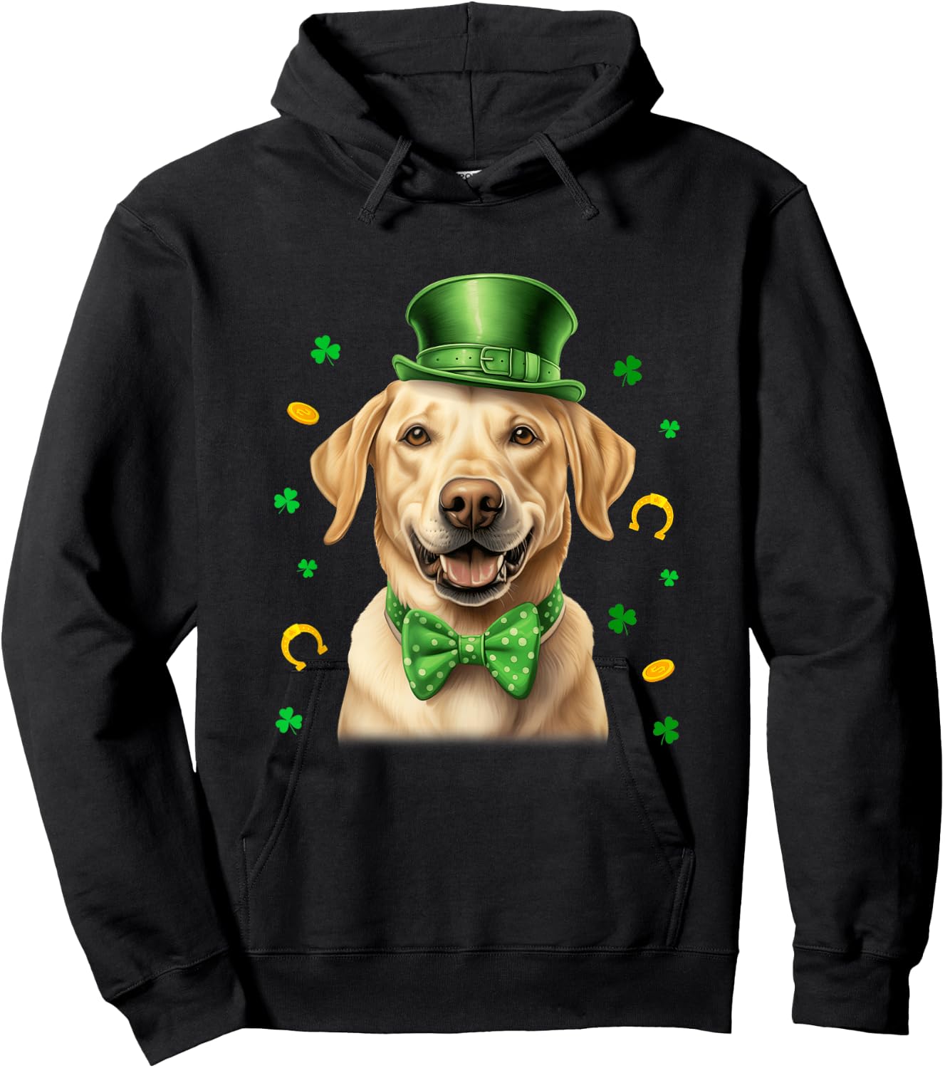 Labrador St Patricks Day Leprechaun Shamrock Irish Hoodie - Hoodie | Black