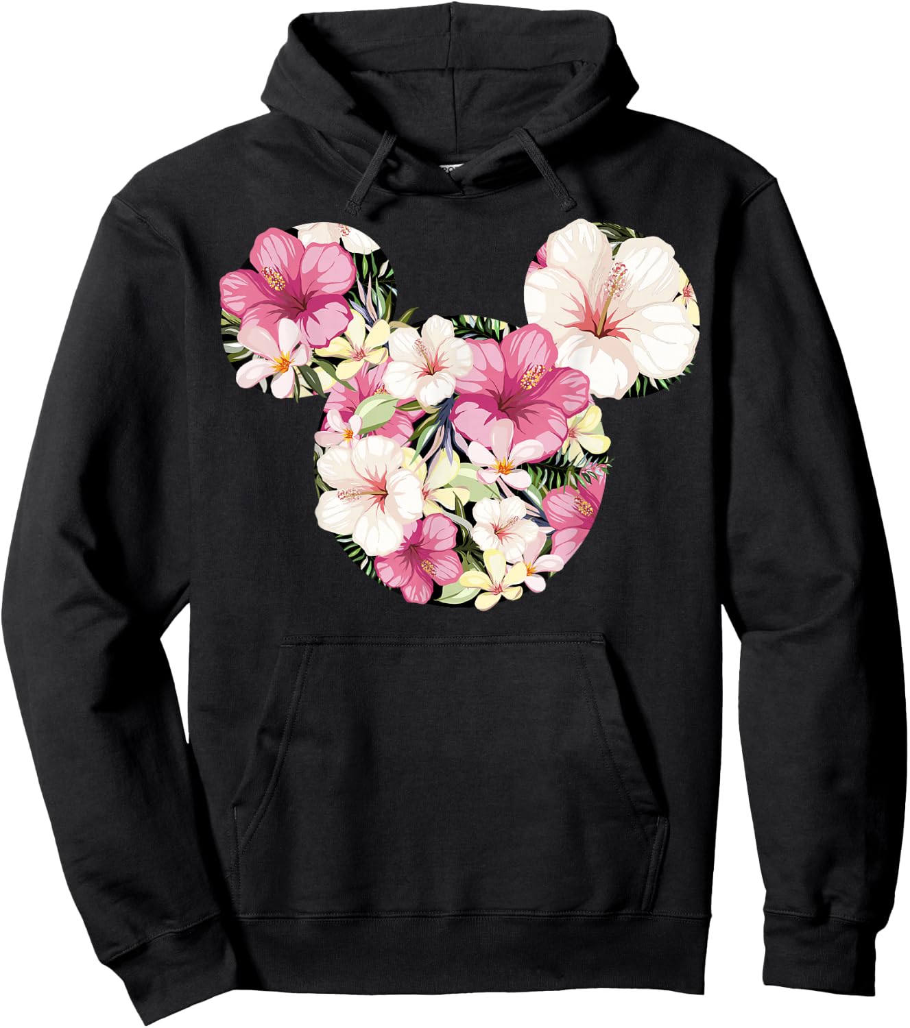 Disney Mickey and Friends Tropical Floral Print Silhouette Hoodie - Hoodie | Black