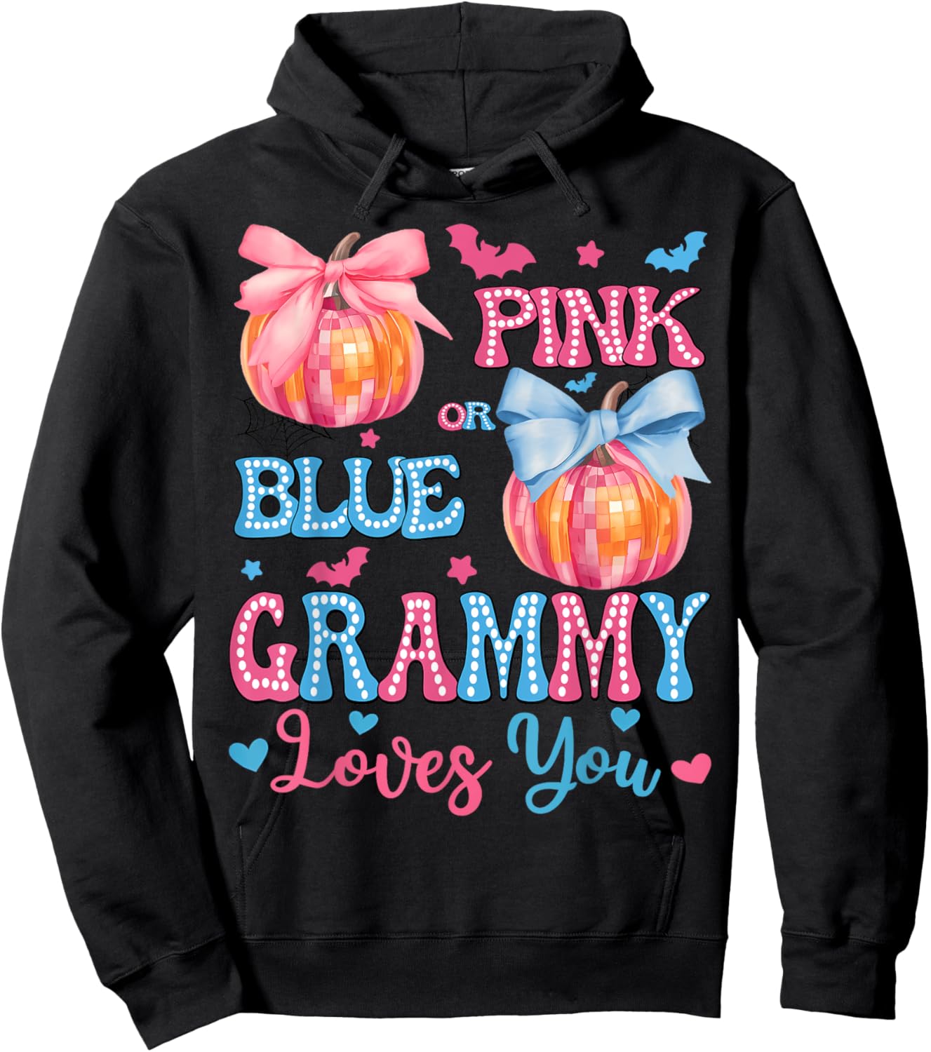 Pink or Blue Grammy Loves You Gender Reveal Halloween Hoodie - Hoodie | Black