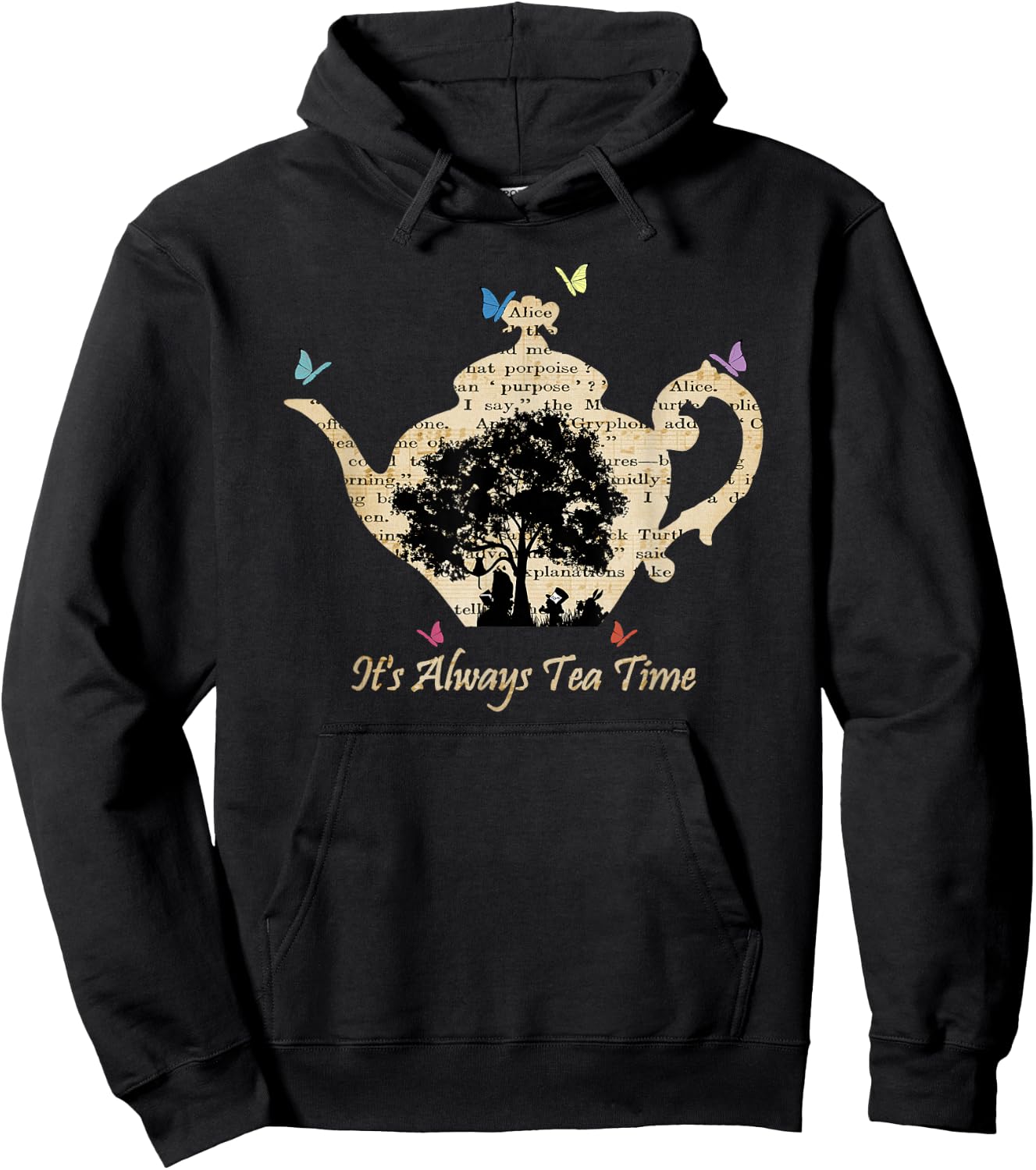Alice in Wonderland Vintage Tea Time Hoodie - Hoodie | Black
