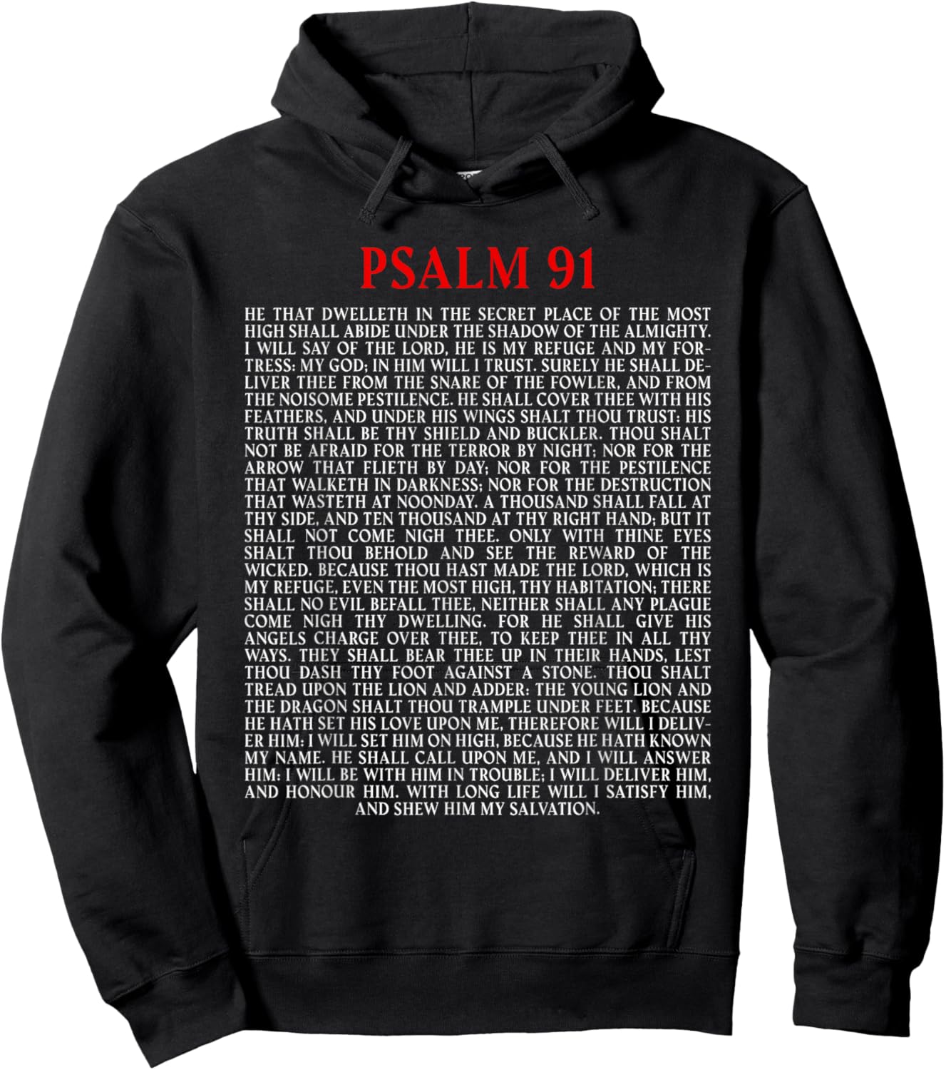 Psalms 91 Full KJV Bible Verse Protection & Safety Blessing Hoodie - Hoodie | Black